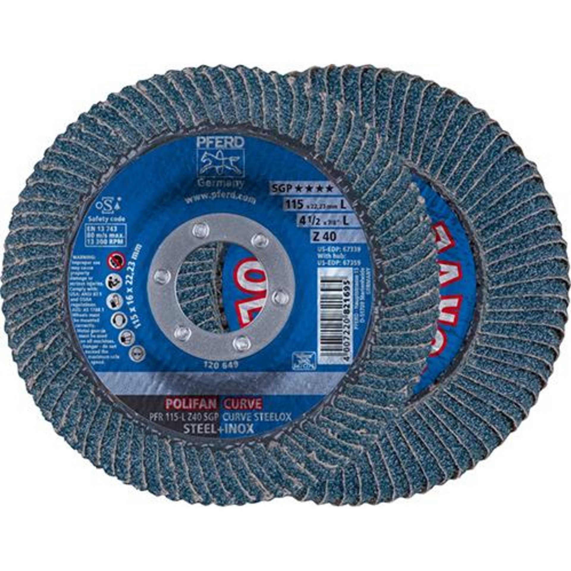 Fächerschleifscheibe Z 40SGP CURVE L 115mm K40Pferd