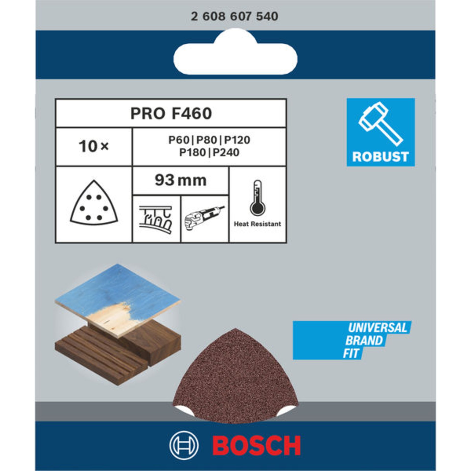 PRO F460 Schleifblatt Set, 93 x 93 mm; G60; G80; G120; G180; G240, 10-tlg.