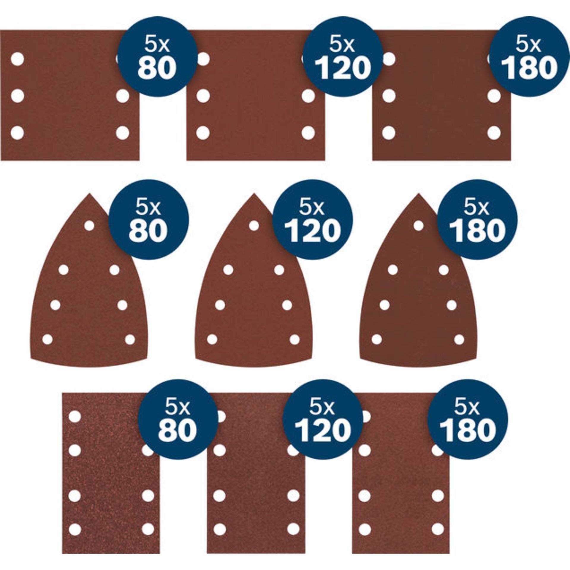 EXPERT C430 Schleifpapier-Set, 115x107/100x150/80x133mm: K80,5/120,5/180, 45tlg.