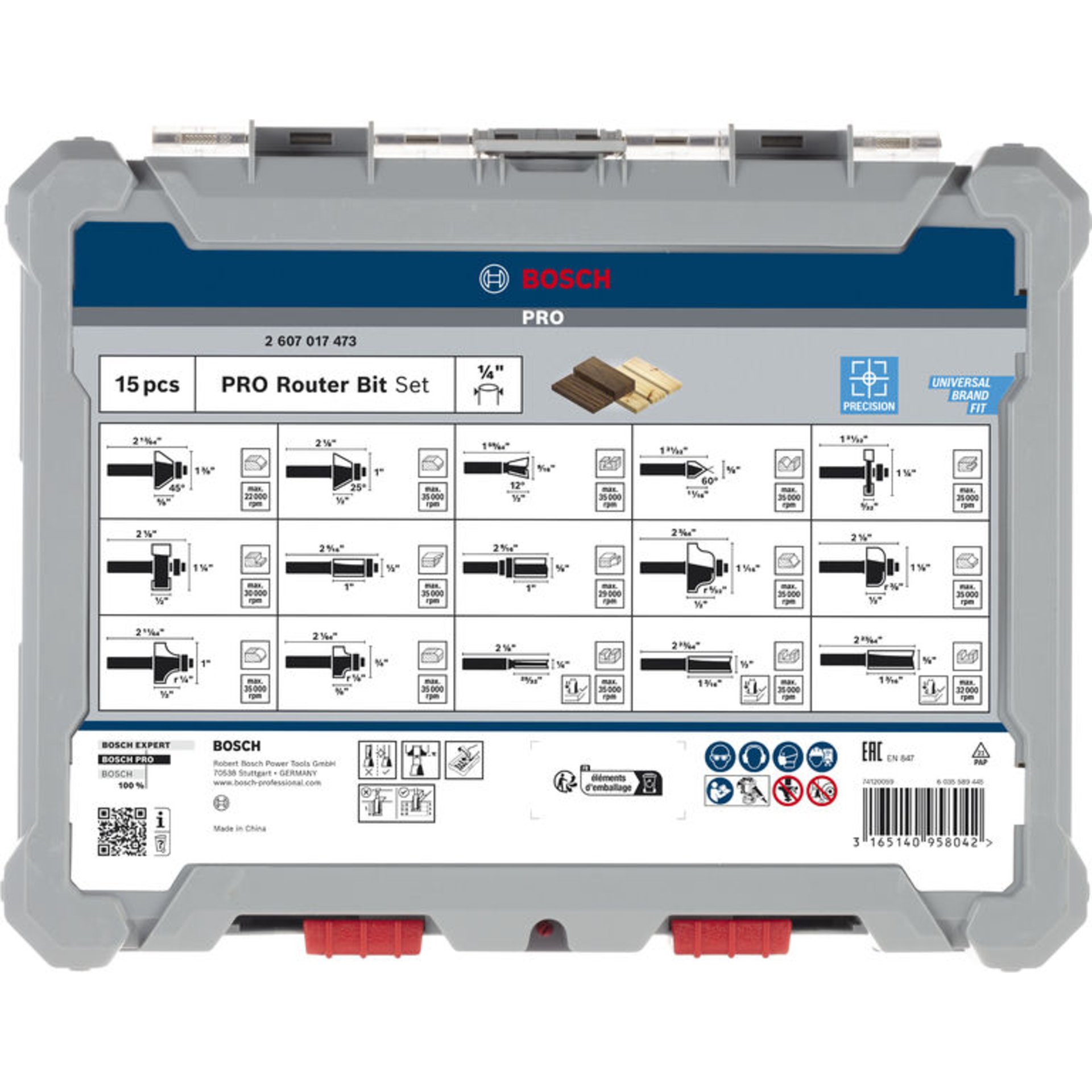 PRO Fräser-Set gemischt, Schaft 1/4", 15-tlg.