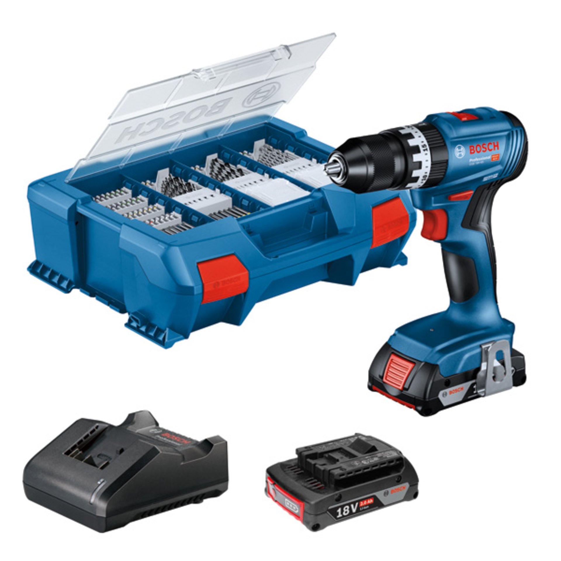 Akku-Schlagbohrschrauber GSB 18V-45, 2 x GBA 18V 2.0Ah in L-Case Pick & Click
