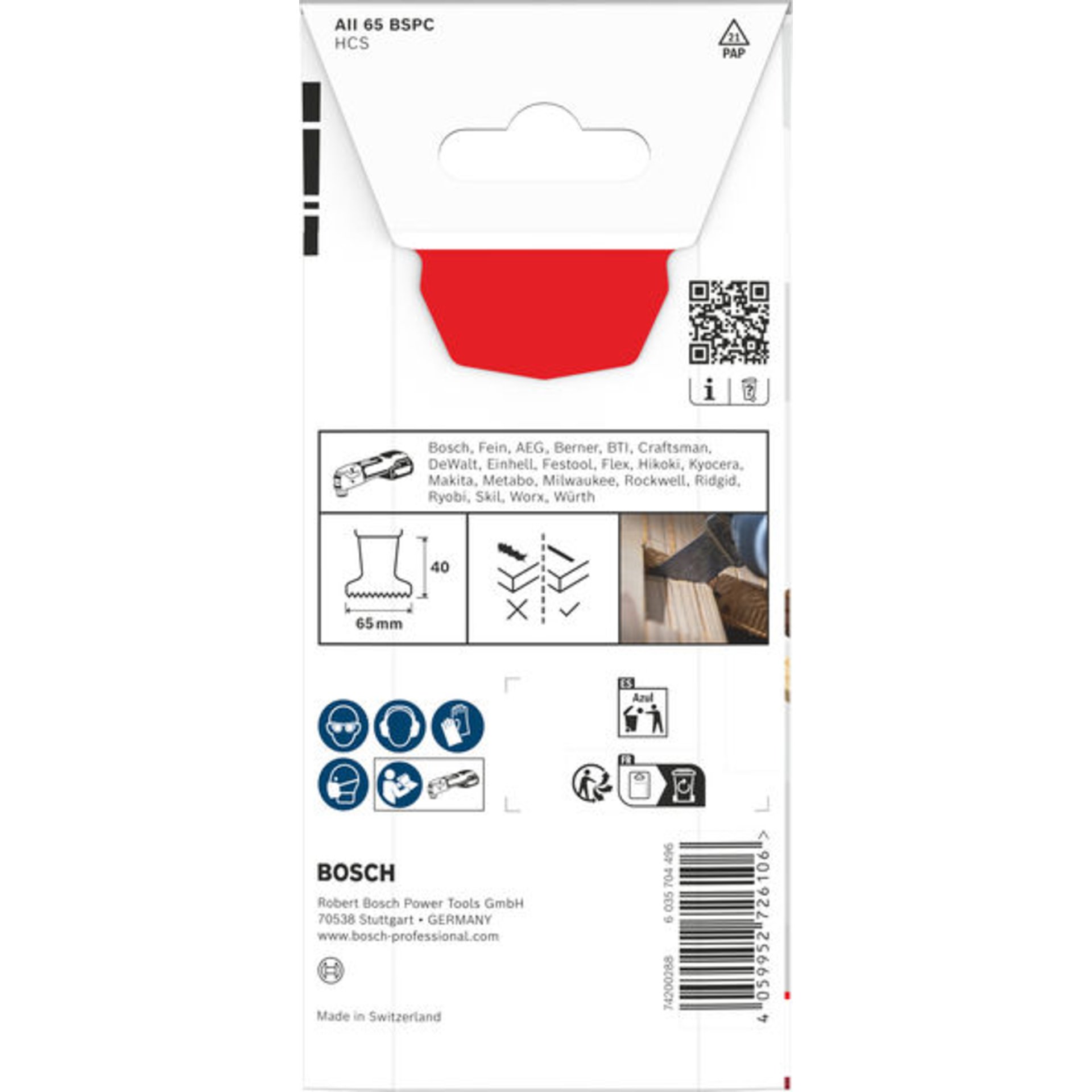 AII 65 BSPC Holz Tauchsägeblatt, Starlock, 65 x 40 mm
