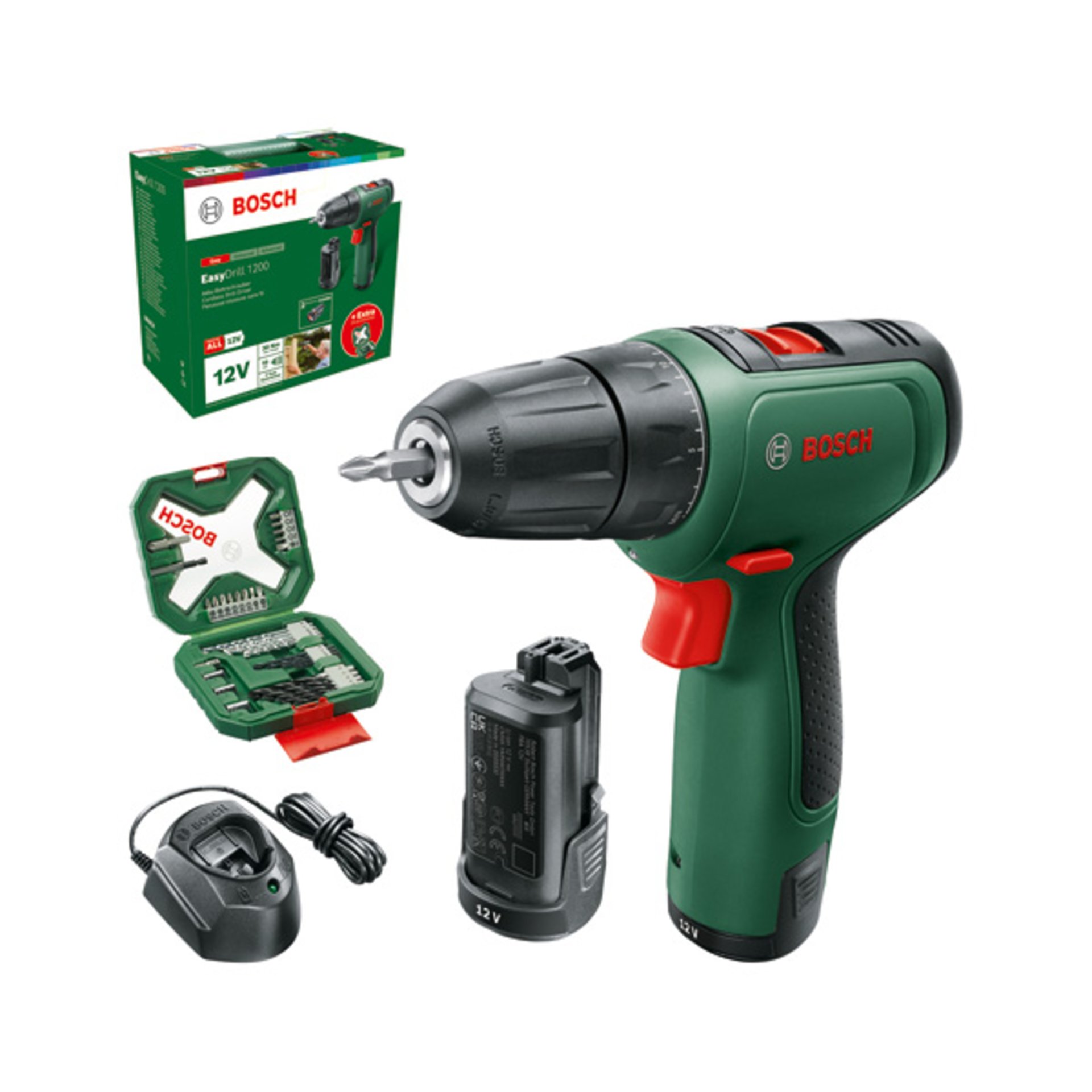 Akku-Bohrschrauber EasyDrill 1200, 2 x Akku PBA 12V 1.5Ah, 34tlg. Zubehör-Set