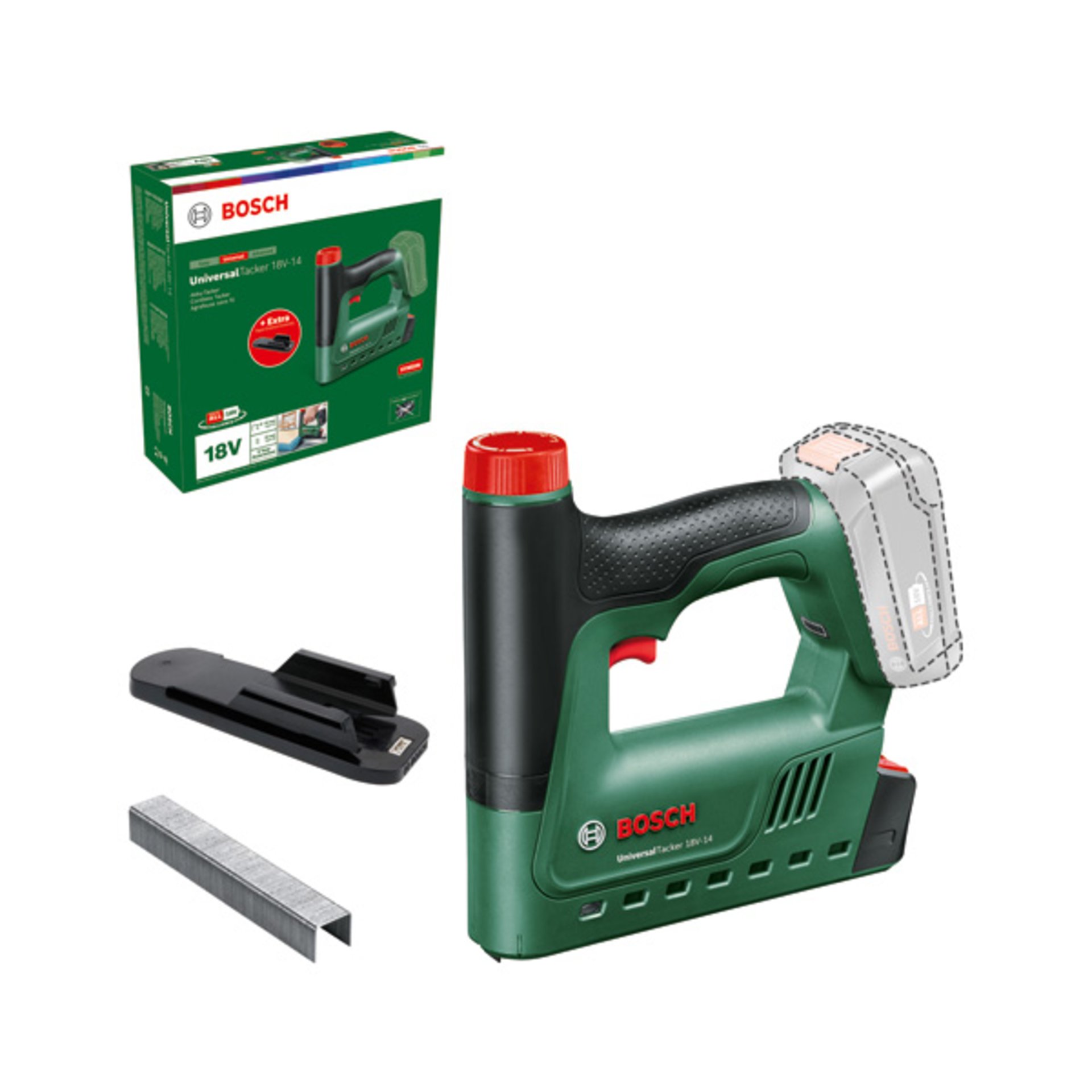 Akku-Tacker UniversalTacker 18V-14 mit 1000 Klammern und Papierabstandshalter