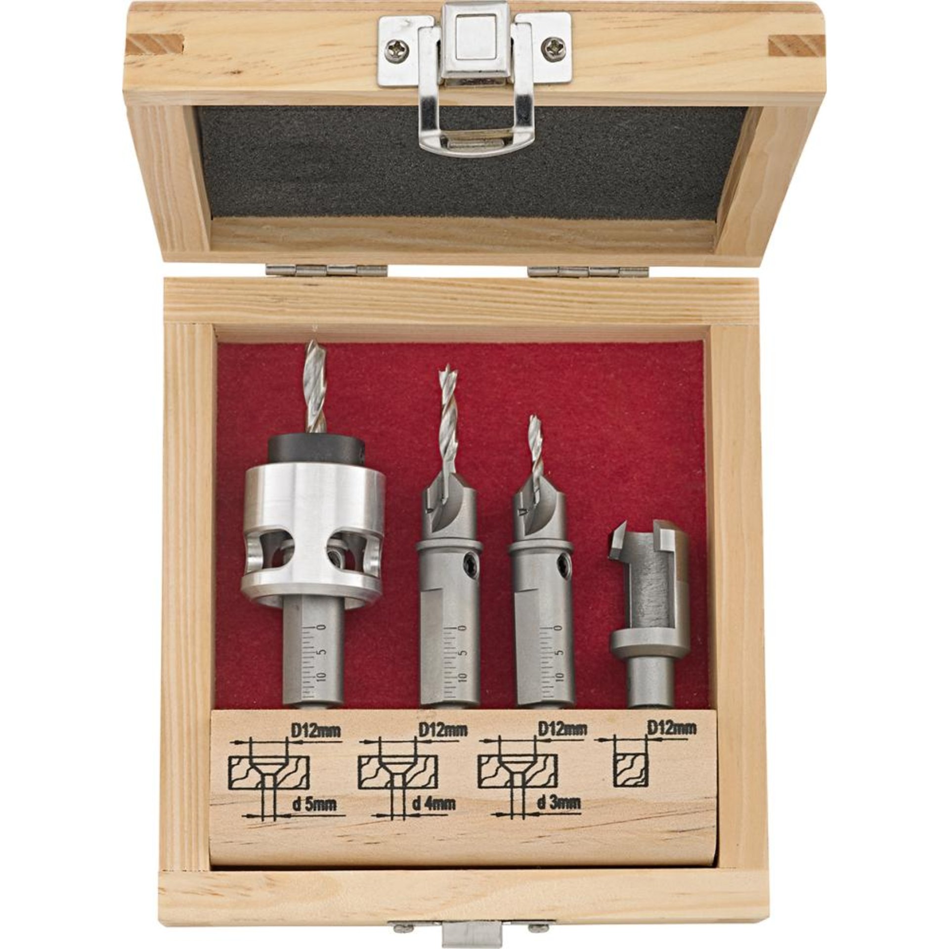 Terrassendielenbohrer Set5-tlg. FORTIS 3,4,5 mm + Zubehör