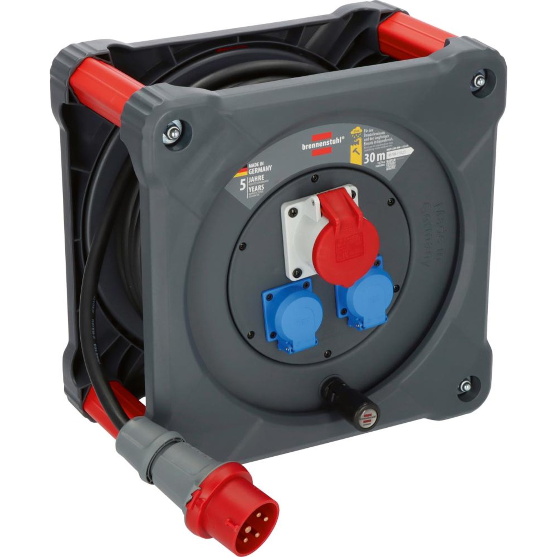 Kabeltrommel Kunststoff H07RN-F5G2,5 30m CEE 1xCEE + 2xSchuko Brennenstuhl