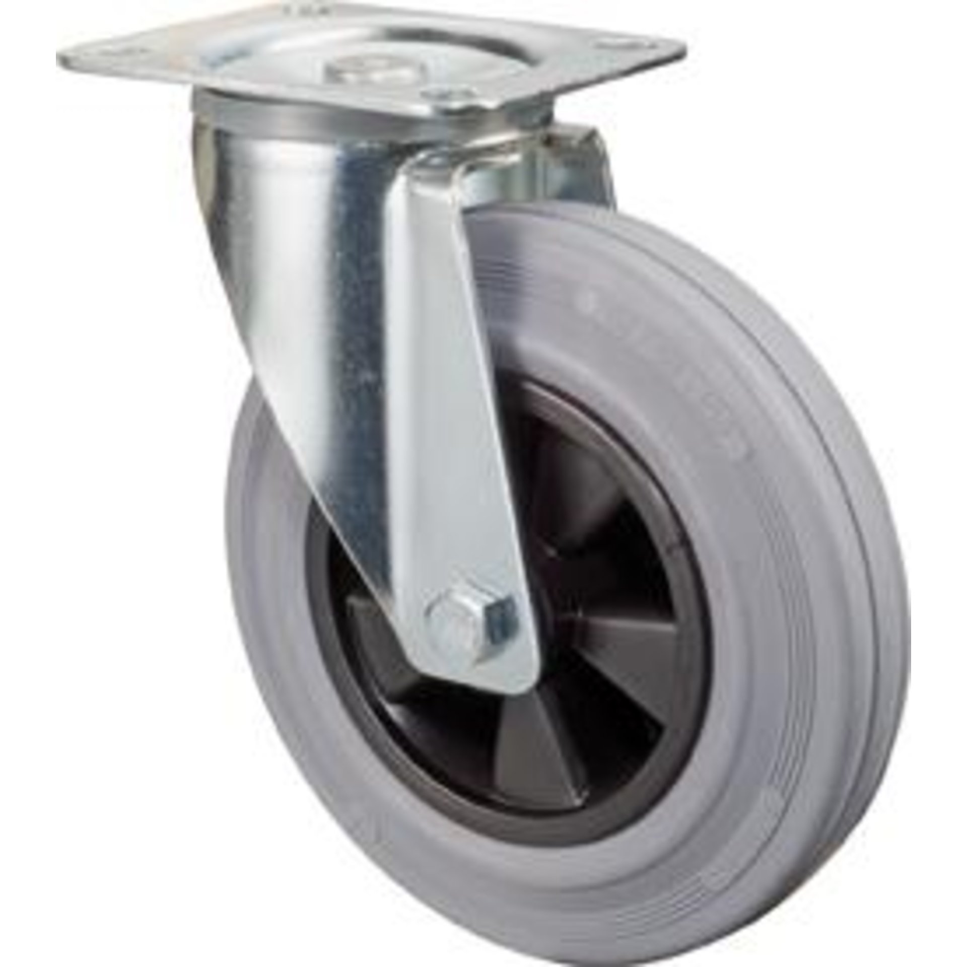 Lenkrolle 125mm L400.B46 Platte,Gummi grau,RL L400.B46.125 BS ROLLEN