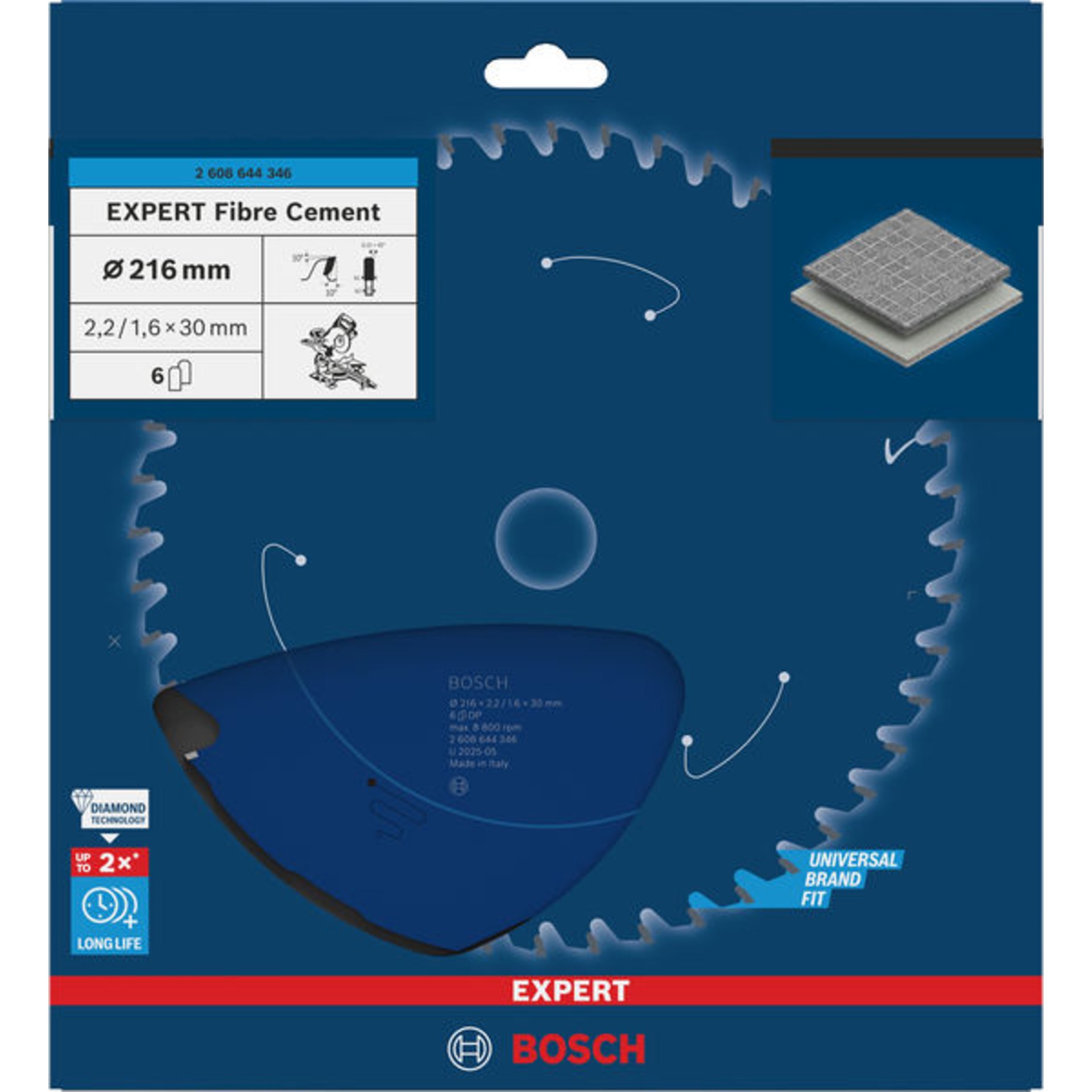 EXPERT Fibre Cement Kreissägeblatt, 216x2,2/1,6x30 mm, Z6