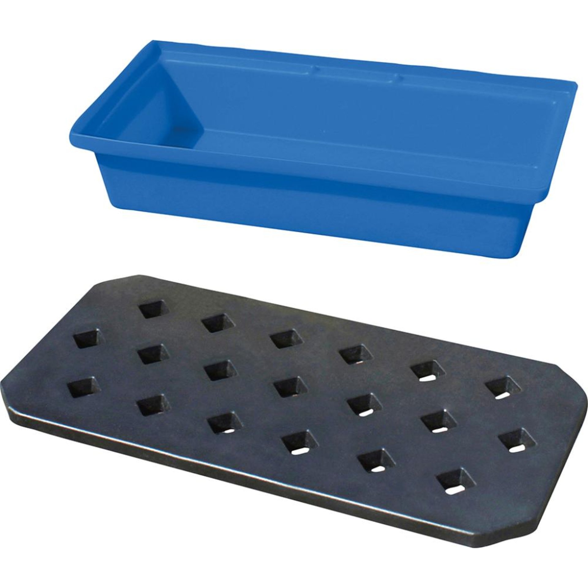 PE-Auffangwanne mit Rost für Kleingebinde 80,5x40,5x17cm, 31 Liter