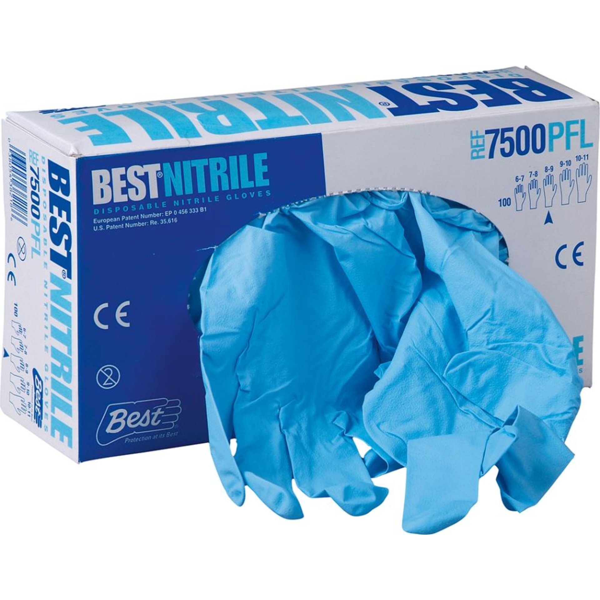 Einweghandschuhe 7500PF, Nitril, Gr.L (Pack=100 Stück)