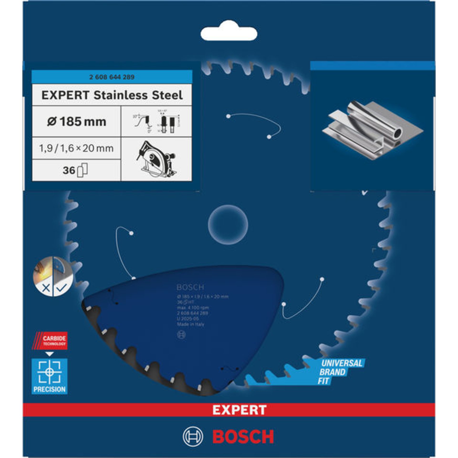 EXPERT Stainless Steel Kreissägeblatt, 185x1,9/1,6x20 mm, Z36