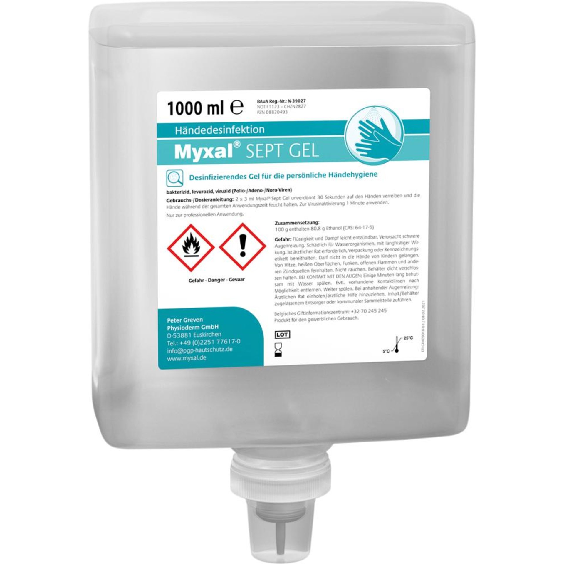 Händedesinfektion Myxal Sept Gel 1000 ml Neptuneflasche Myxal