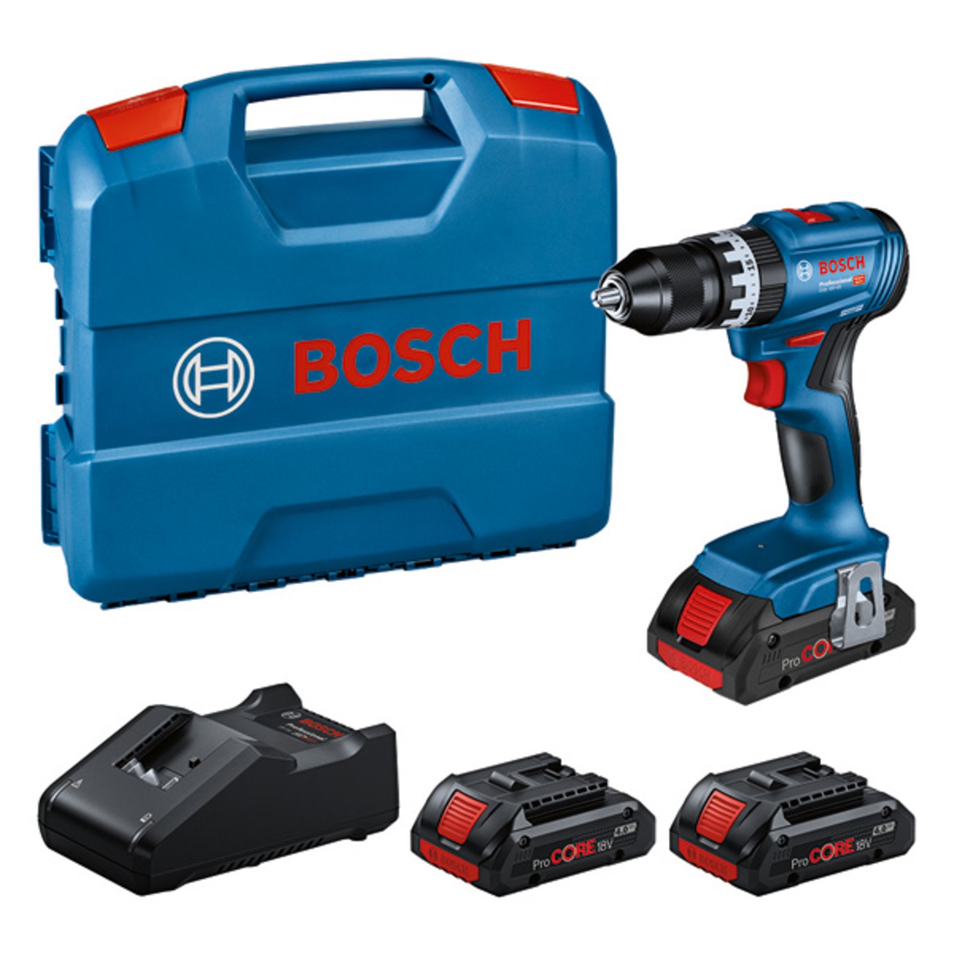 Prof. Set: Akku-Schlagbohrschrauber GSB 18V-45, 3x ProCORE18V 4.0Ah, L-Case