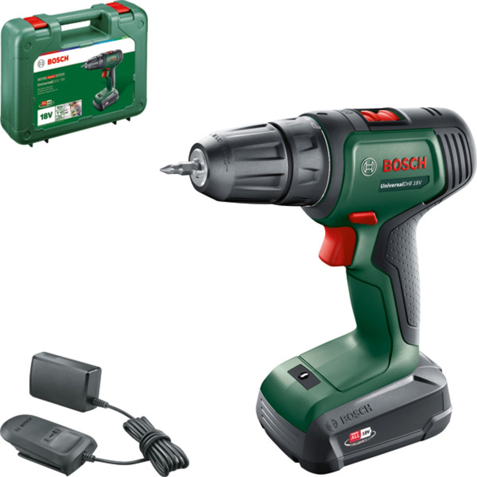 Akku-Bohrschrauber UniversalDrill 18V, 1x Akku PBA 18V 1.5Ah