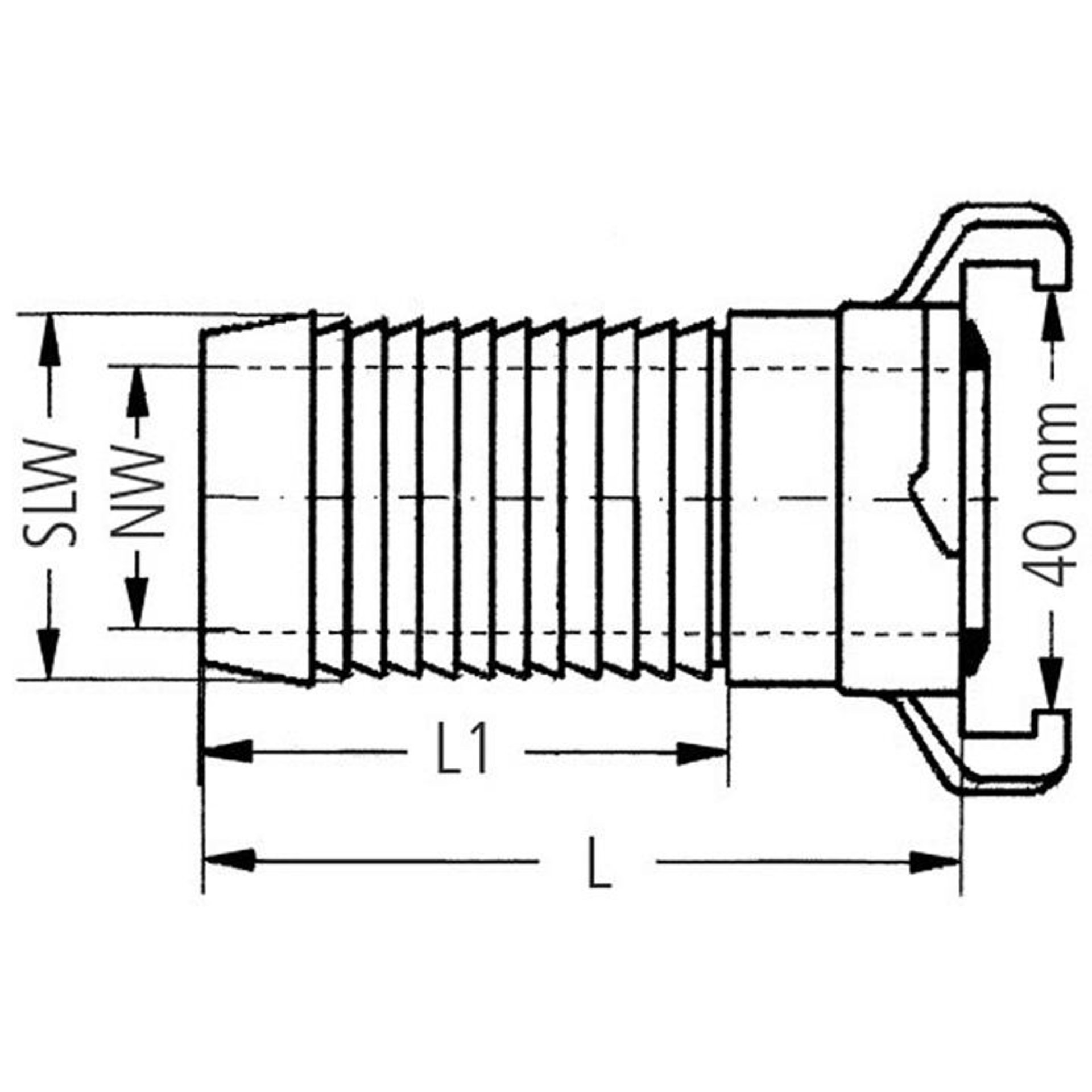 GEKA plus-Schlauchstück 360° drehbar, MS, 1", 25mm,SB