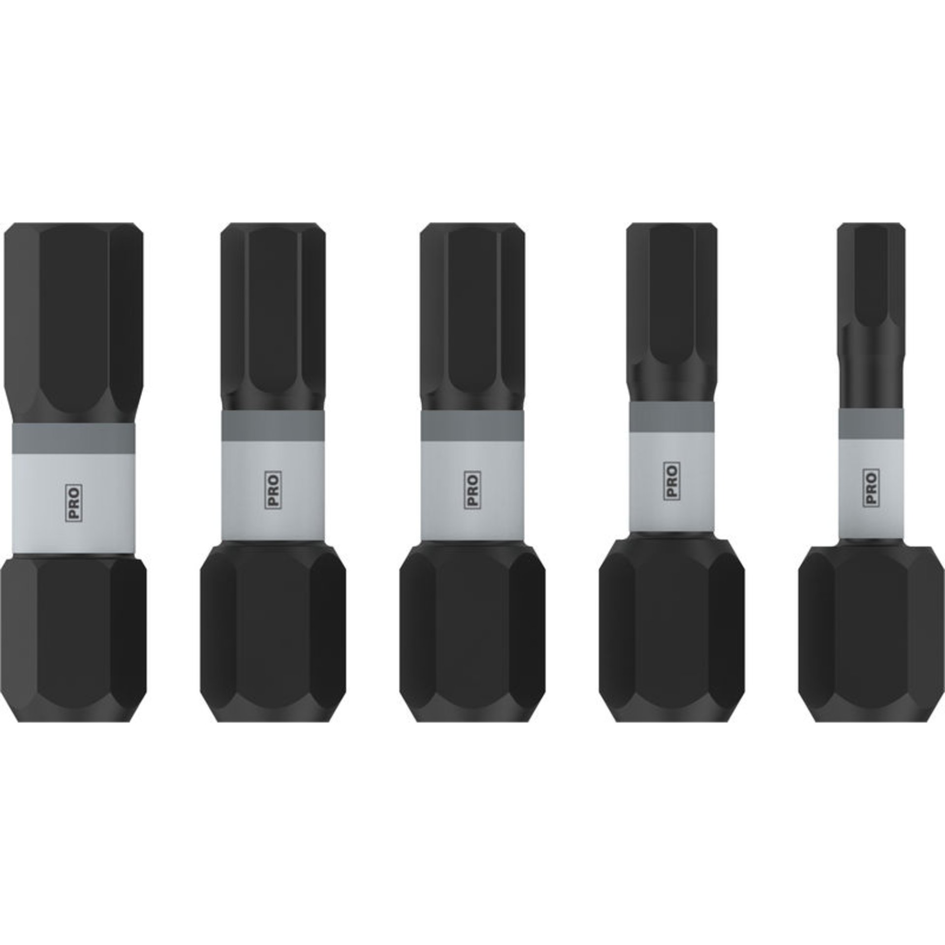 PRO H Impact Bit Set, H3, H4, 2 x H5, H6, 25 mm, 5-tlg.