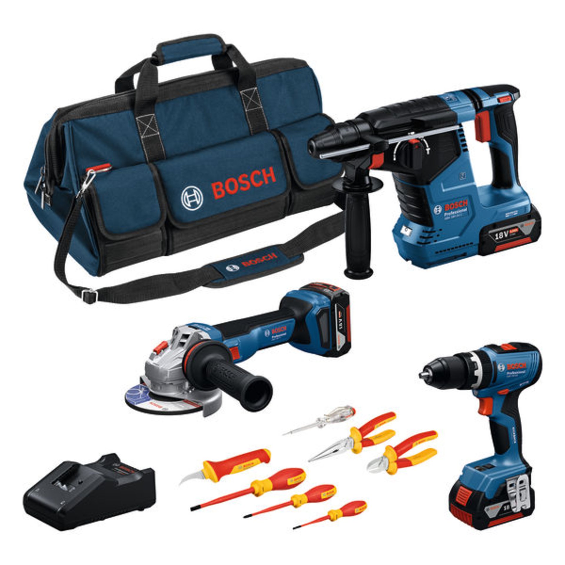 Werkzeug-Set: GSB 18V-65 + GWS 18V-11 + GBH 18V-24 C + 3x GBA 5.0Ah , 3-tlg.