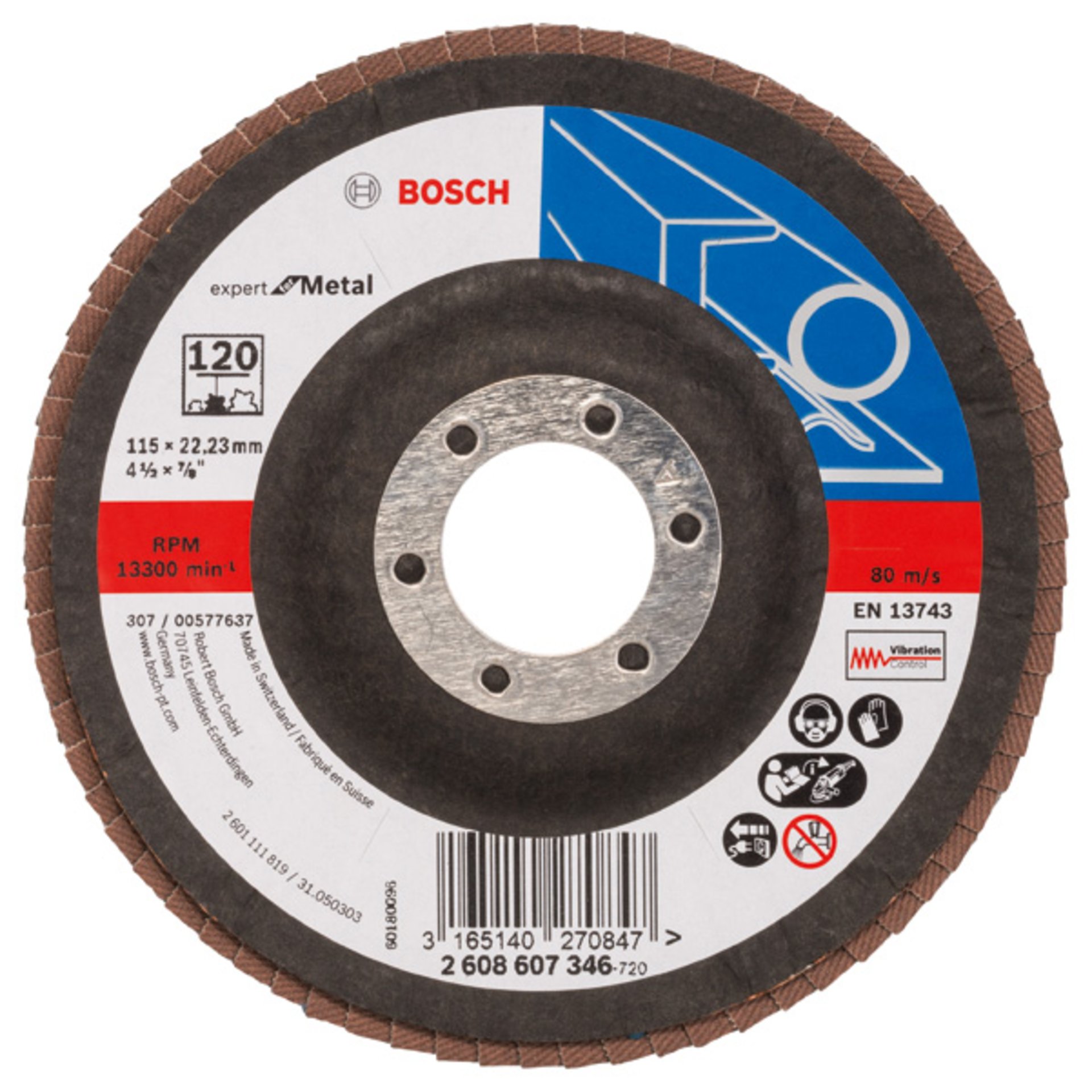 Fächerschleifscheibe X551 Expert for Metal, gewinkelt, 115 mm, 120, Glasgewebe