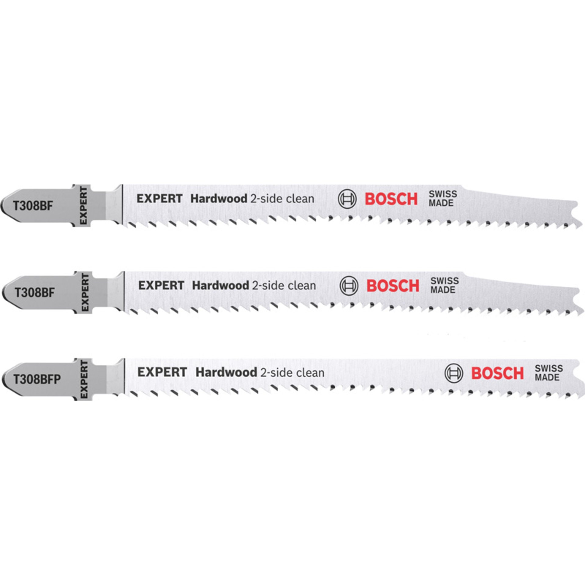 EXPERT Hardwood 2-side clean Stichsägeblatt-Set, 3-tlg., (2xT308BF, 1xT308BFP)