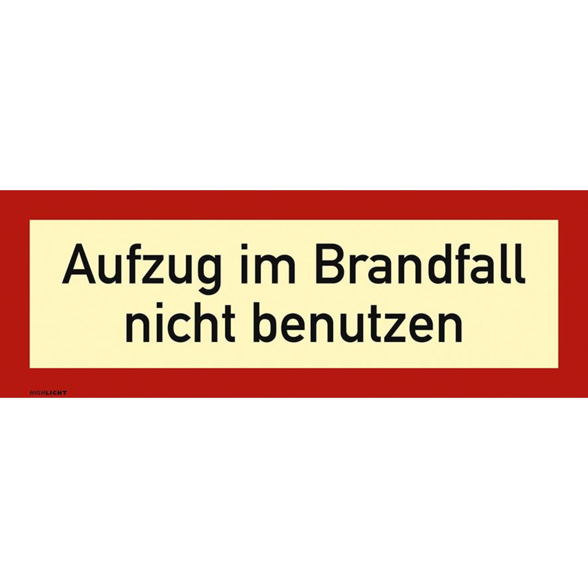 Aufzug im Brandfall- DIN 4066 Folie 148x52 mm langnachleuchtend 160 mcd