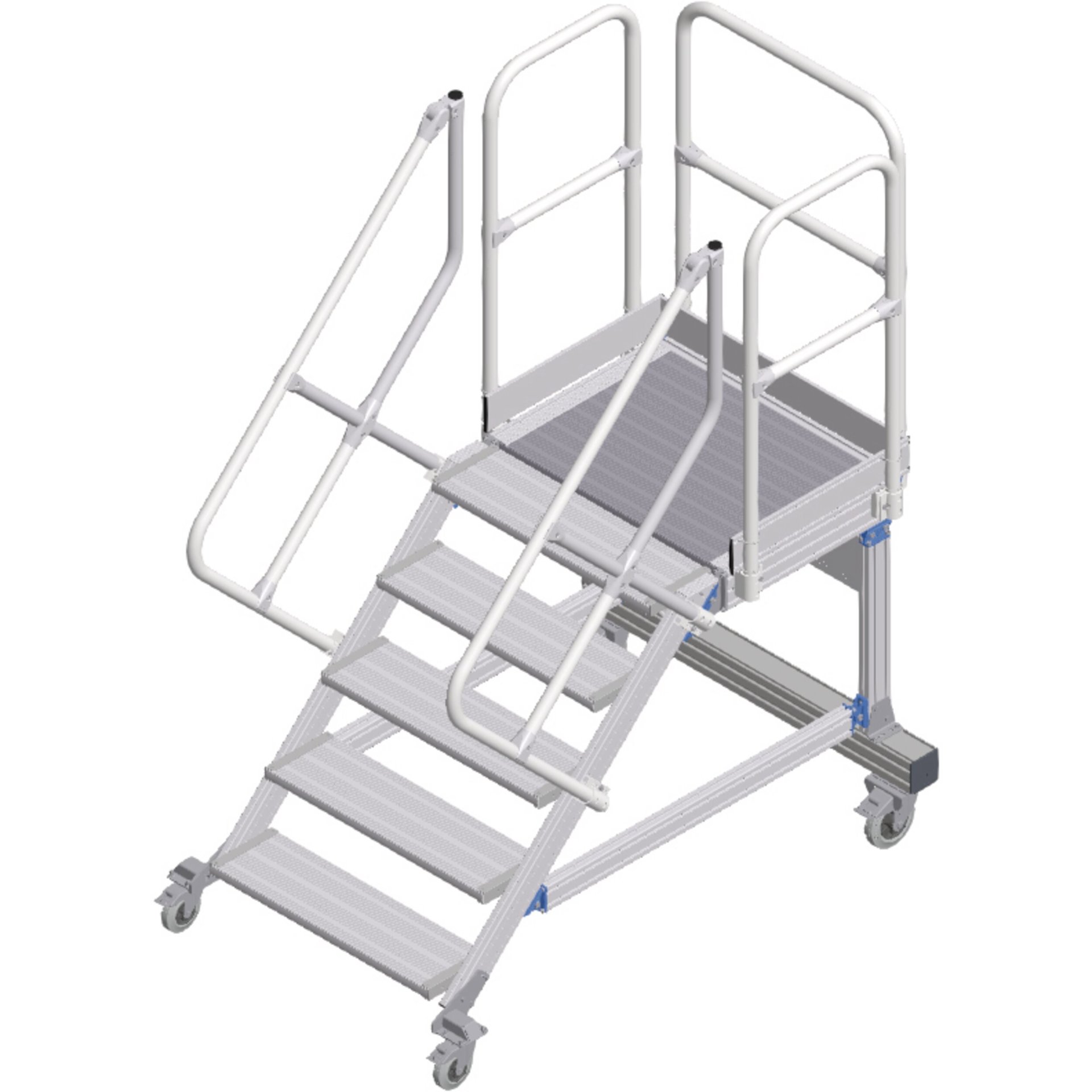 Plattformtreppe fahrbar 45° 5 Stufen, 800 mm breit, Höhe 1,07 m
