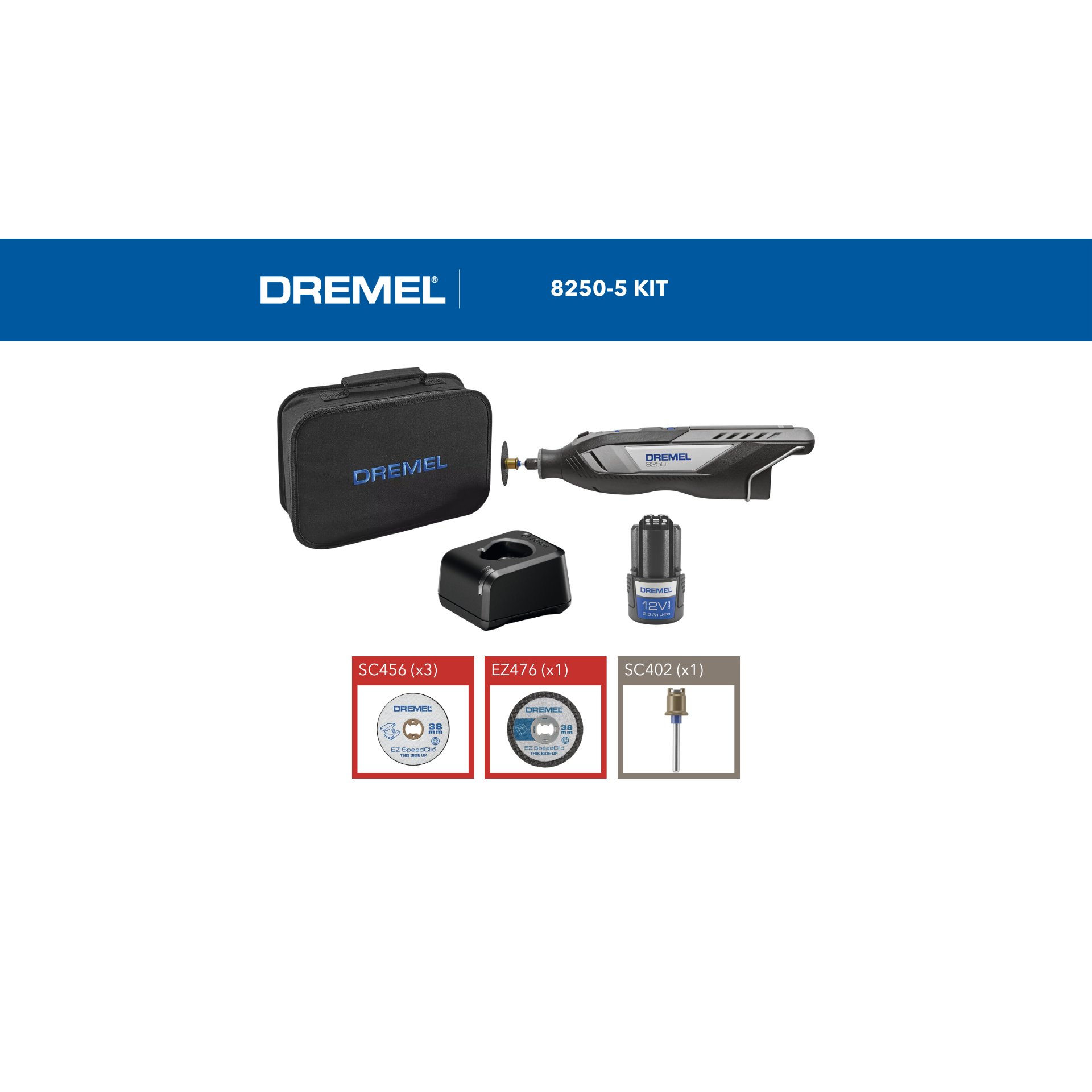 DREMEL® 8250, Akku-Multifunktionswerkzeug 8250-5 (12 V), 5 Zubehöre