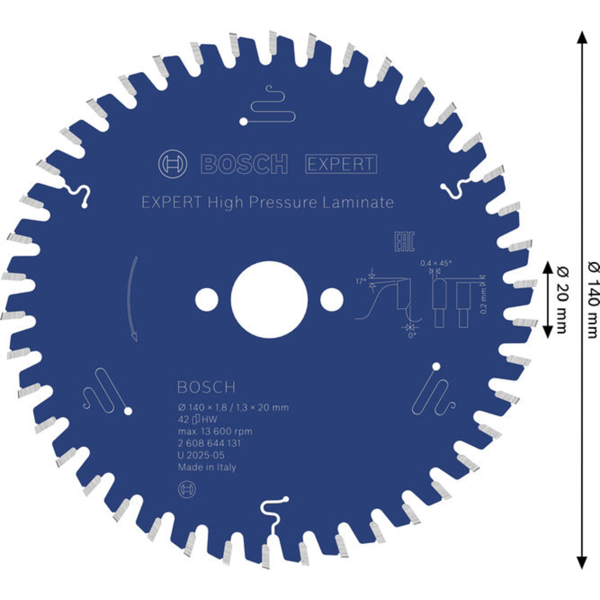 EXPERT High Pressure Laminate Kreissägeblatt, 140x1,8/1,3x20 mm, Z42