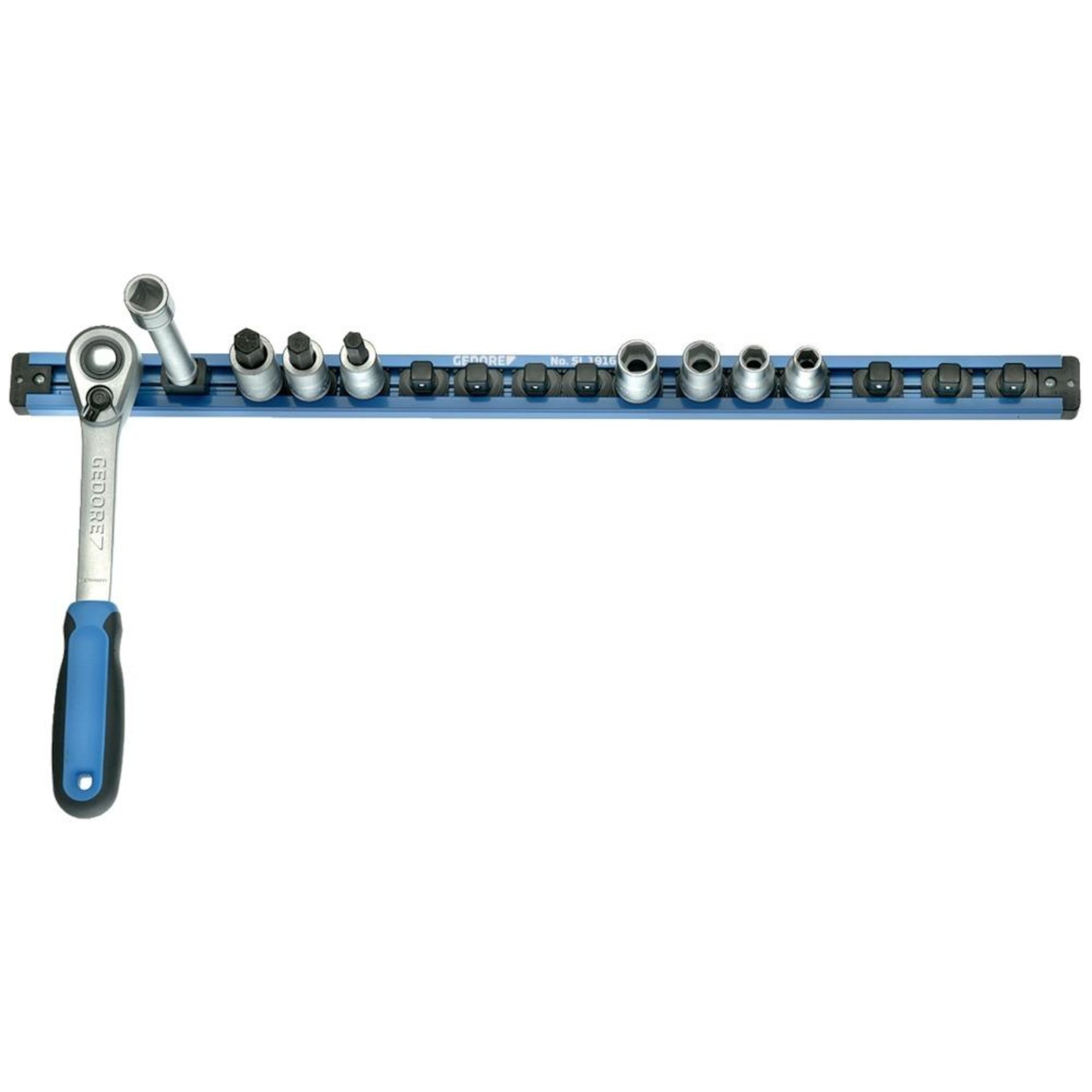 Steckleiste für 16Stück Stecknüsse 1/2"-4kant 580mm Gedore