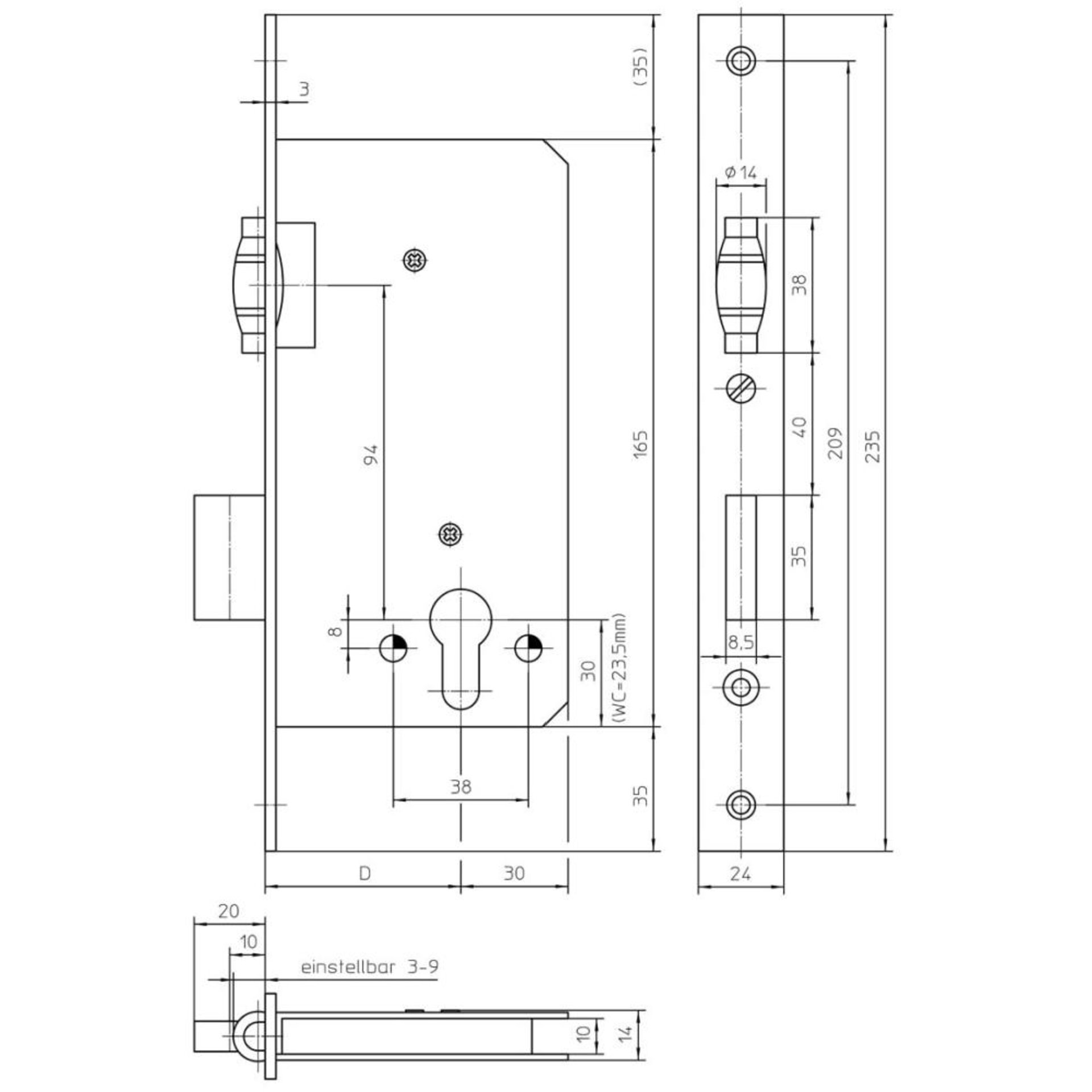 PET-Einsteckschloss, PZ,E94,D55,24kt,DL/DR