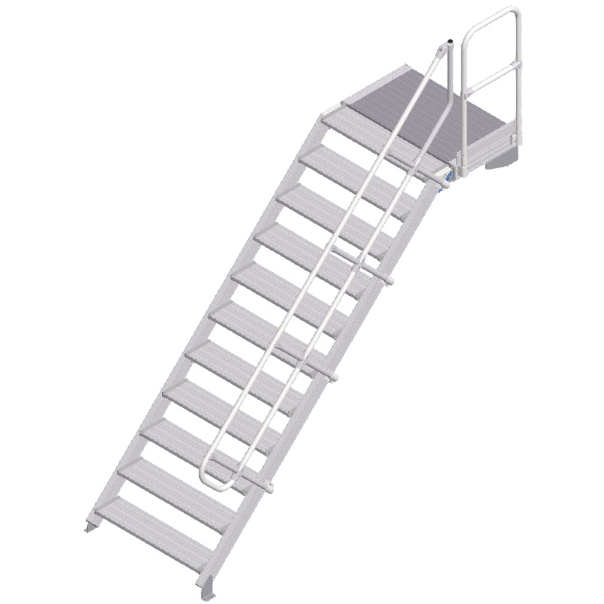 LM-Treppe mit Plattform 45° 11 Stufen, 1000 mm breit, Höhe 2,36 m