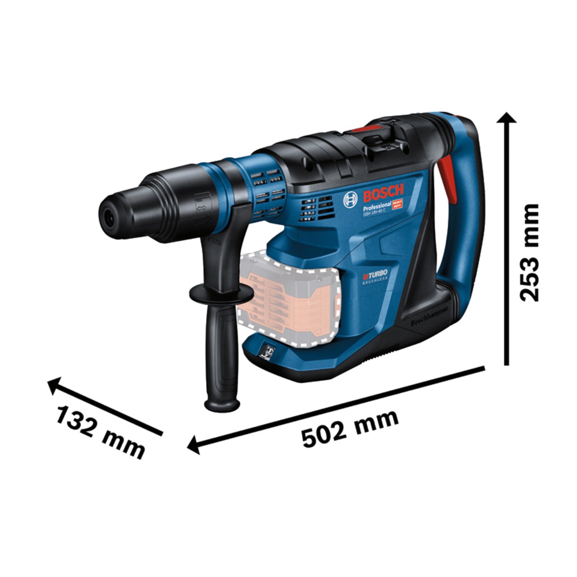Akku-Bohrhammer mit SDS max GBH 18V-40 C, 2 x Akku ProCORE18V 8.0Ah in XL-BOXX