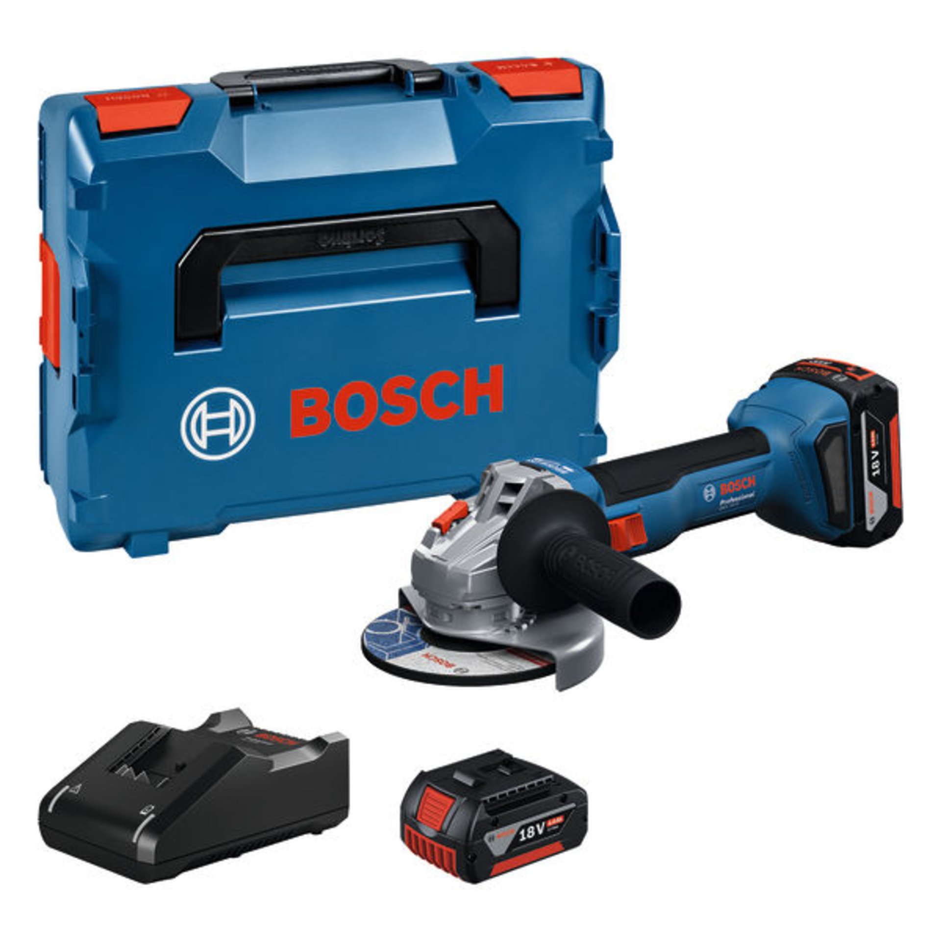 Akku-Winkelschleifer GWS 18V-8, 2 x Akku GBA 18V 5.0Ah, L-BOXX 136