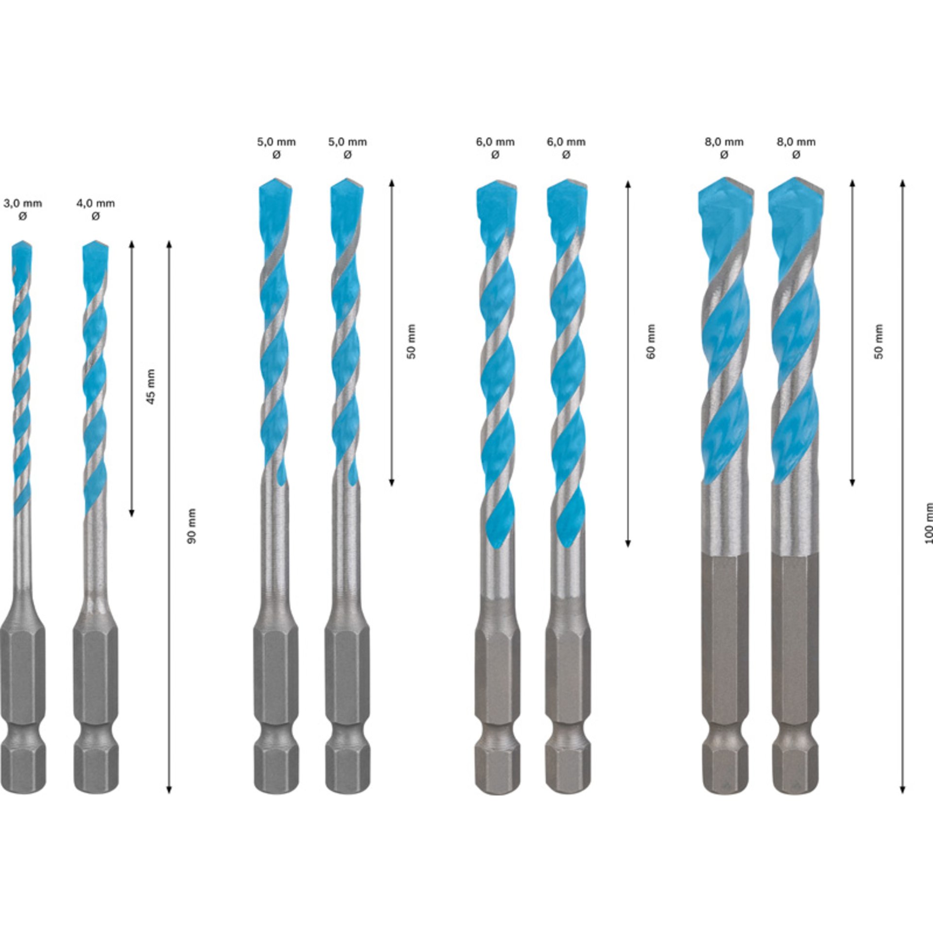 EXPERT HEX-9 Multi Construction Pick & Click Set, 3-8 mm