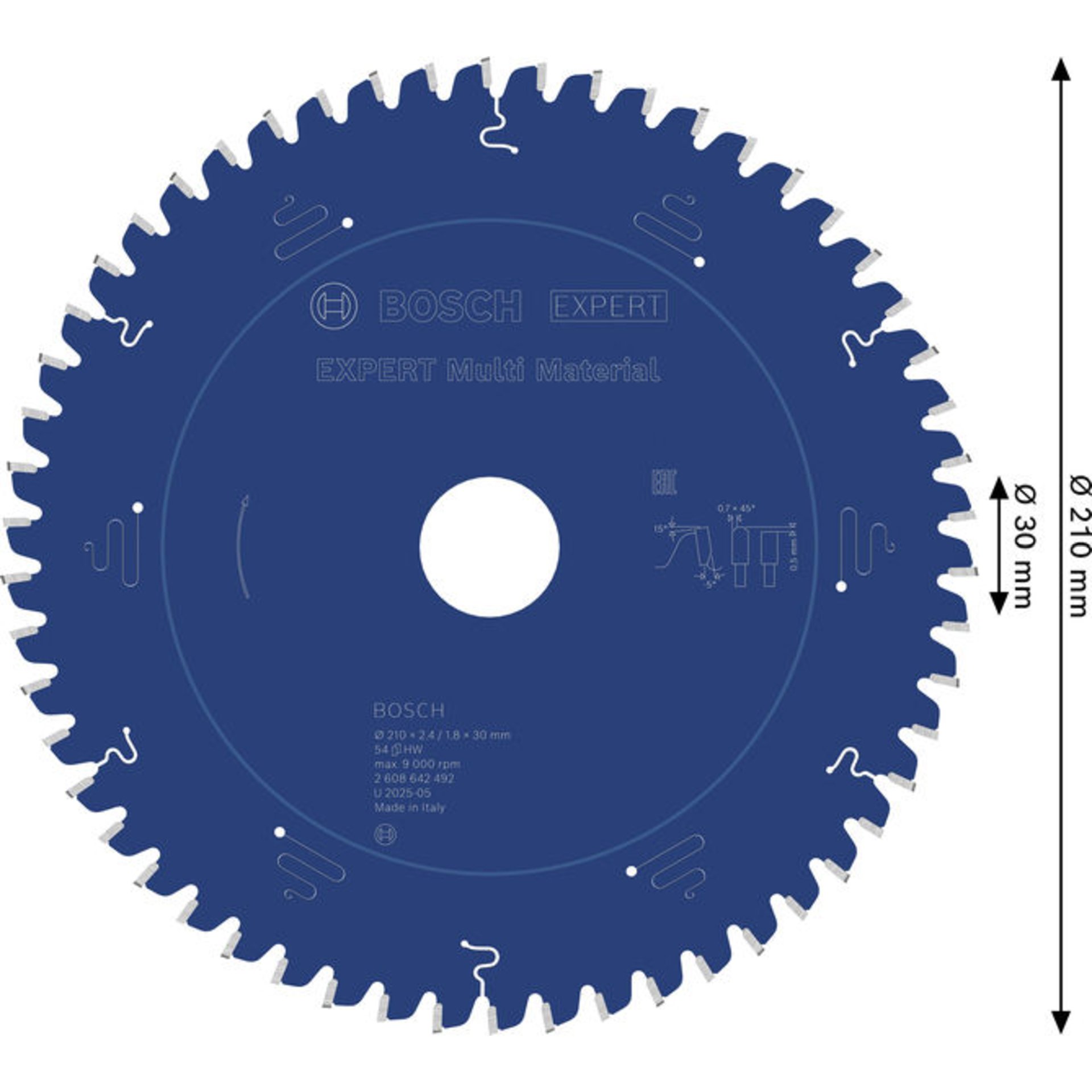 EXPERT Multi Material Kreissägeblatt, 210x2,4/1,8x30mm, Z54