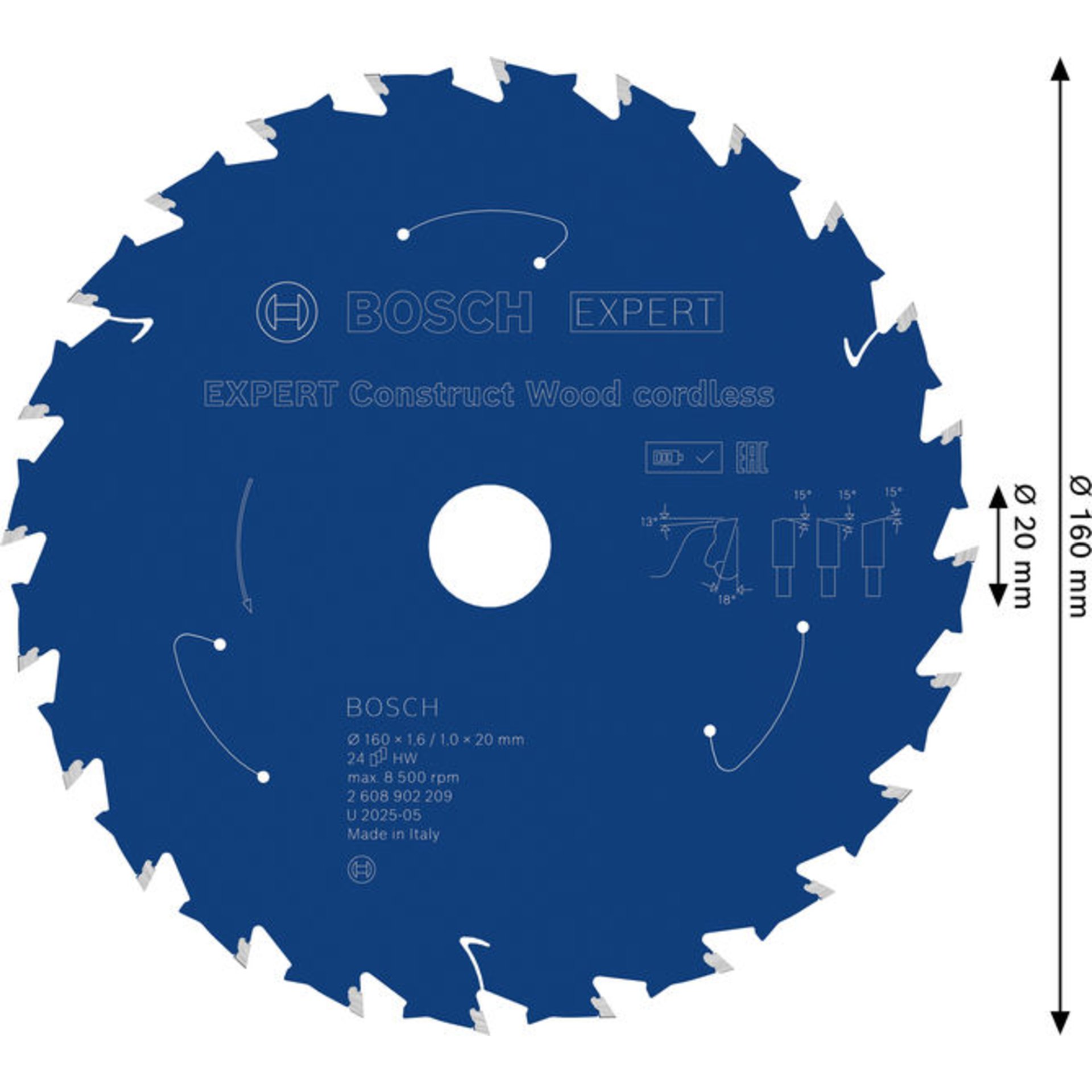 EXPERT Construct Wood Kreissägeblatt, 160x1,6x20 mm, T24