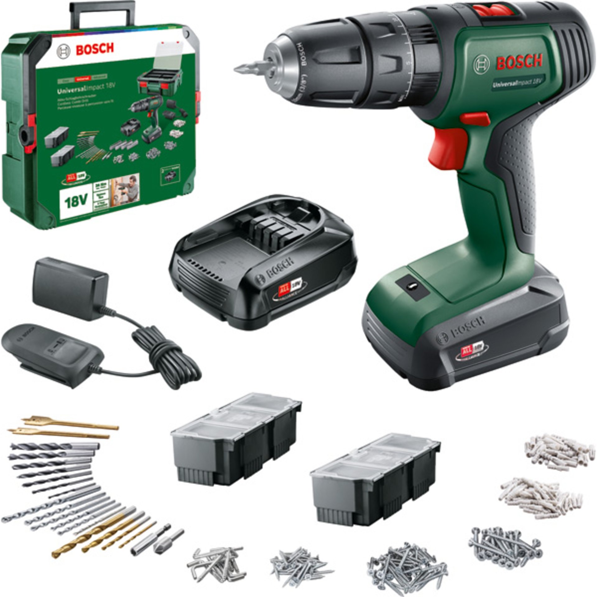 Akku-Schlagbohrmaschine UniversalImpact 18V + SystemBox