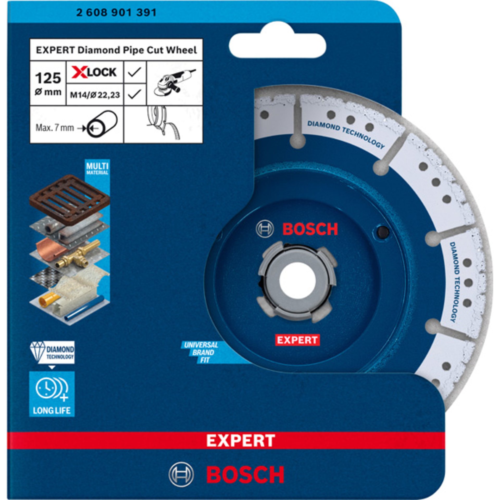 EXPERT Diamant Pipe Cut Trennscheibe, X-LOCK, 125x22,23 mm