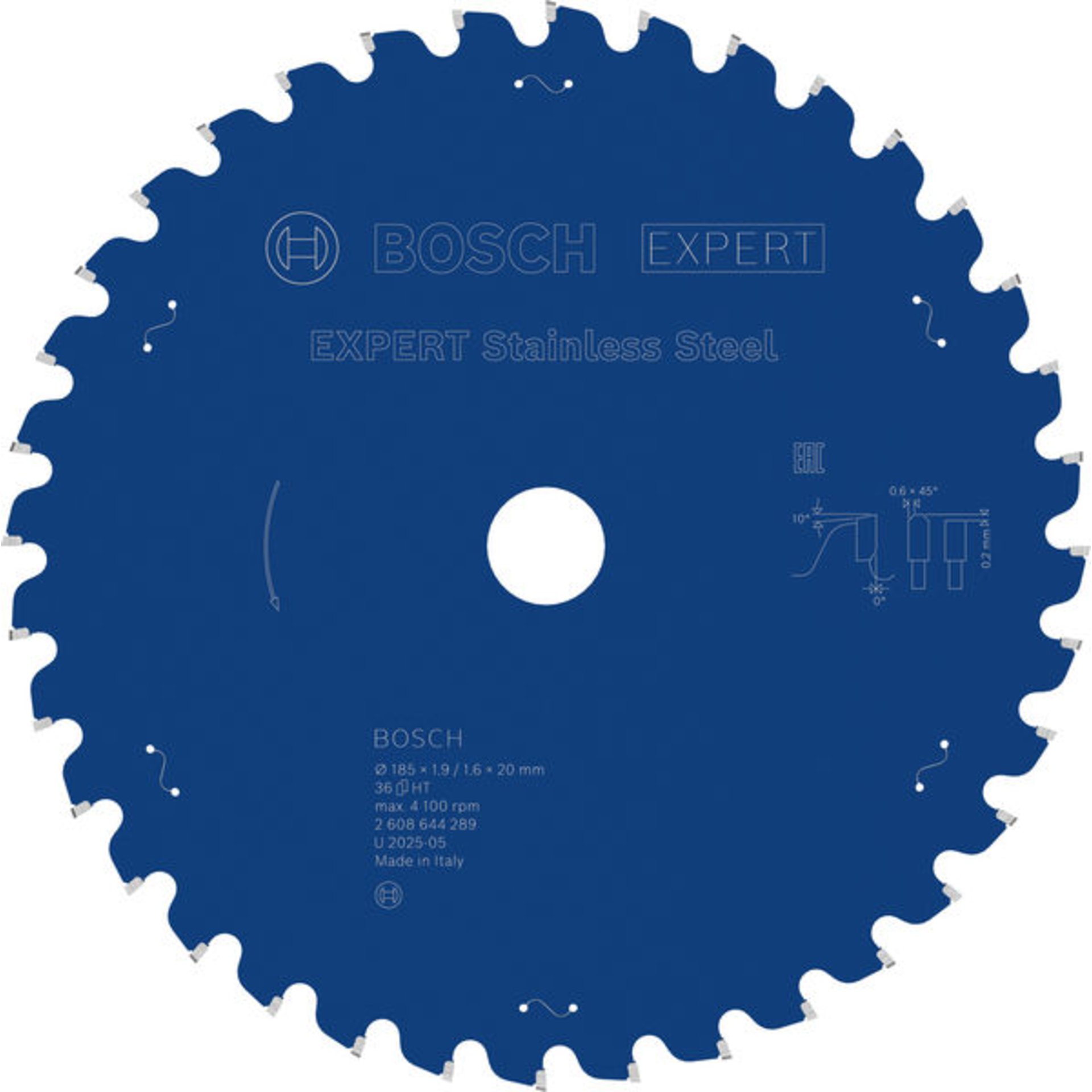 EXPERT Stainless Steel Kreissägeblatt, 185x1,9/1,6x20 mm, Z36