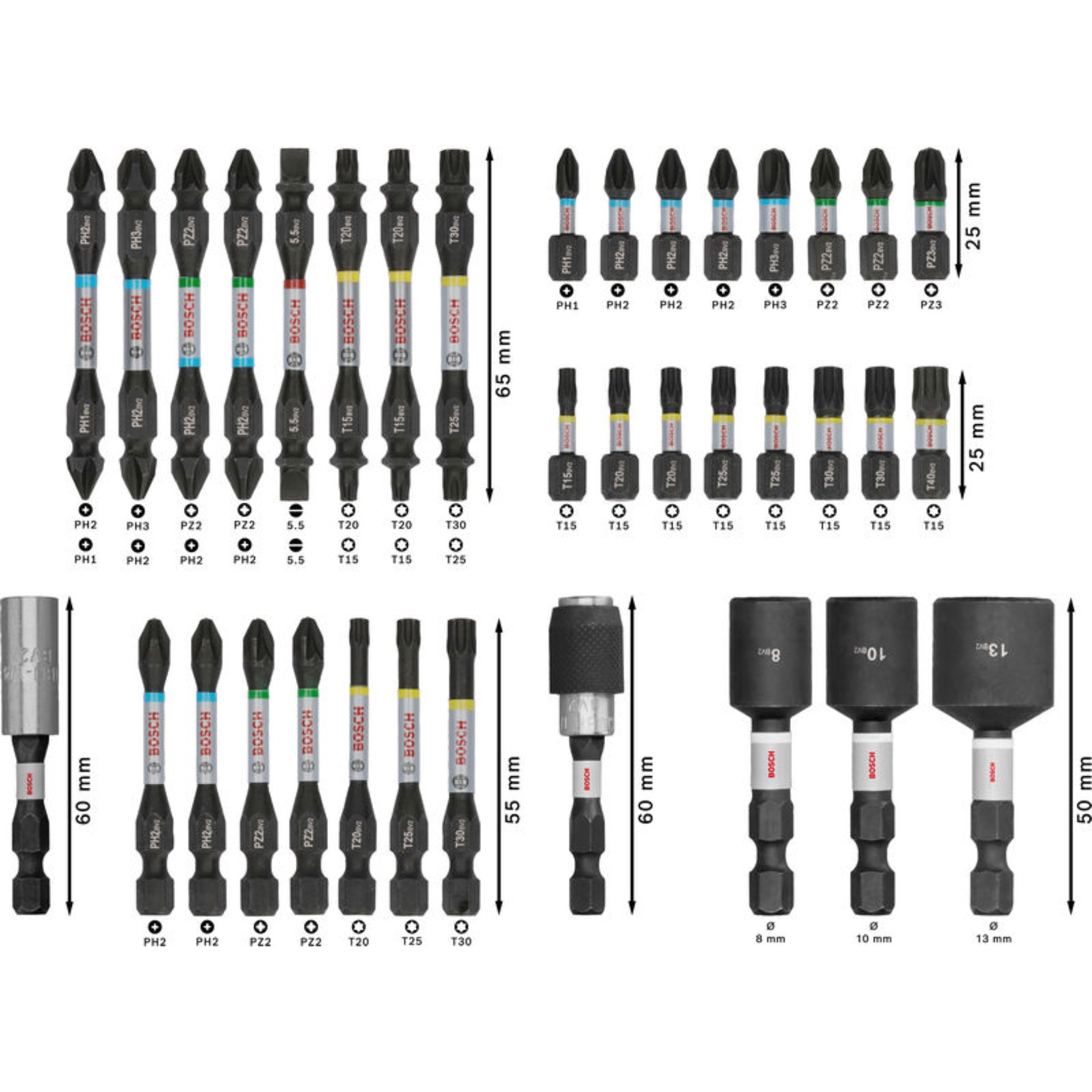 PRO Impact Schrauberbit Set, mit Aufsteller, 6 x 36-tlg