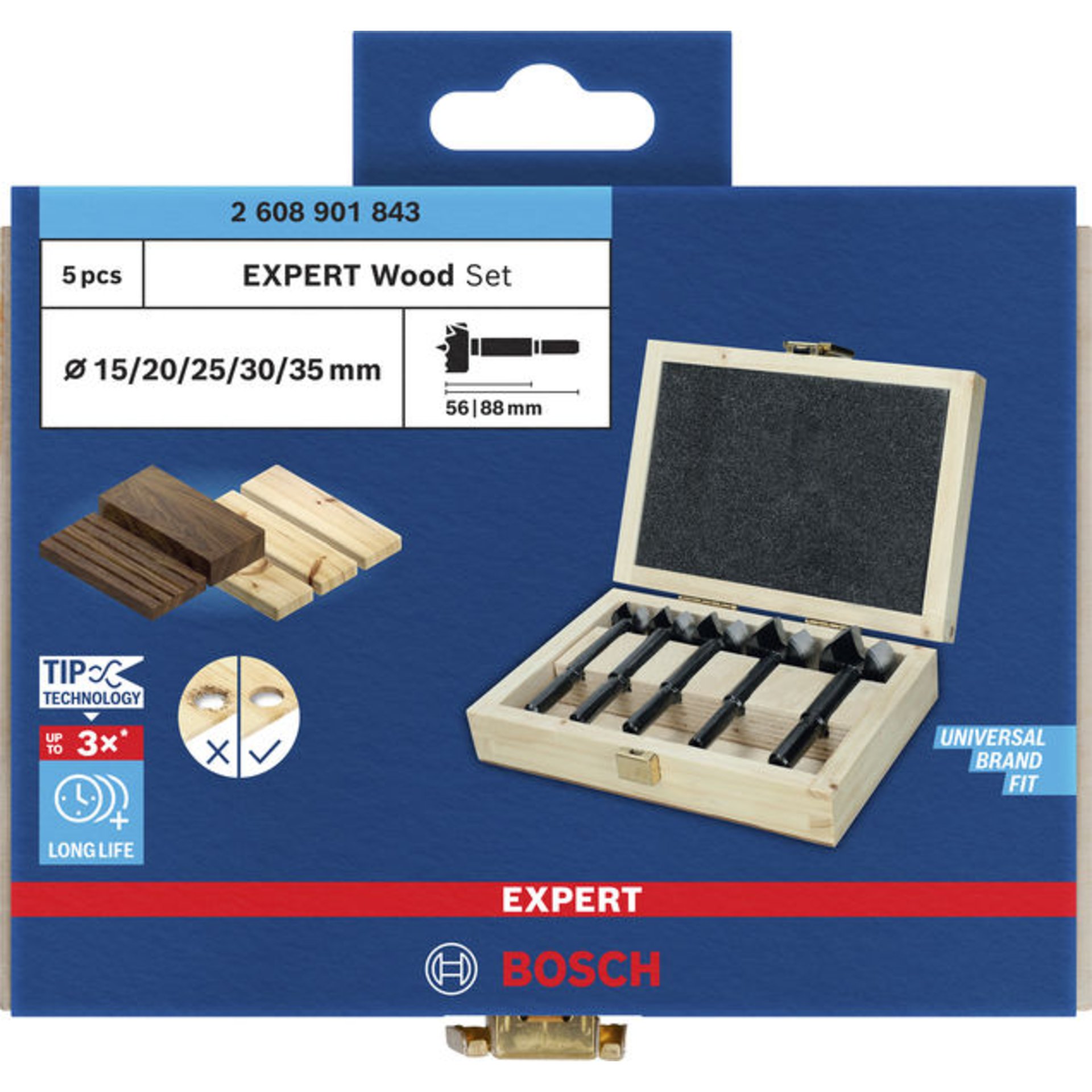 EXPERT Wood Forstnerbohrer Set, 5-tlg
