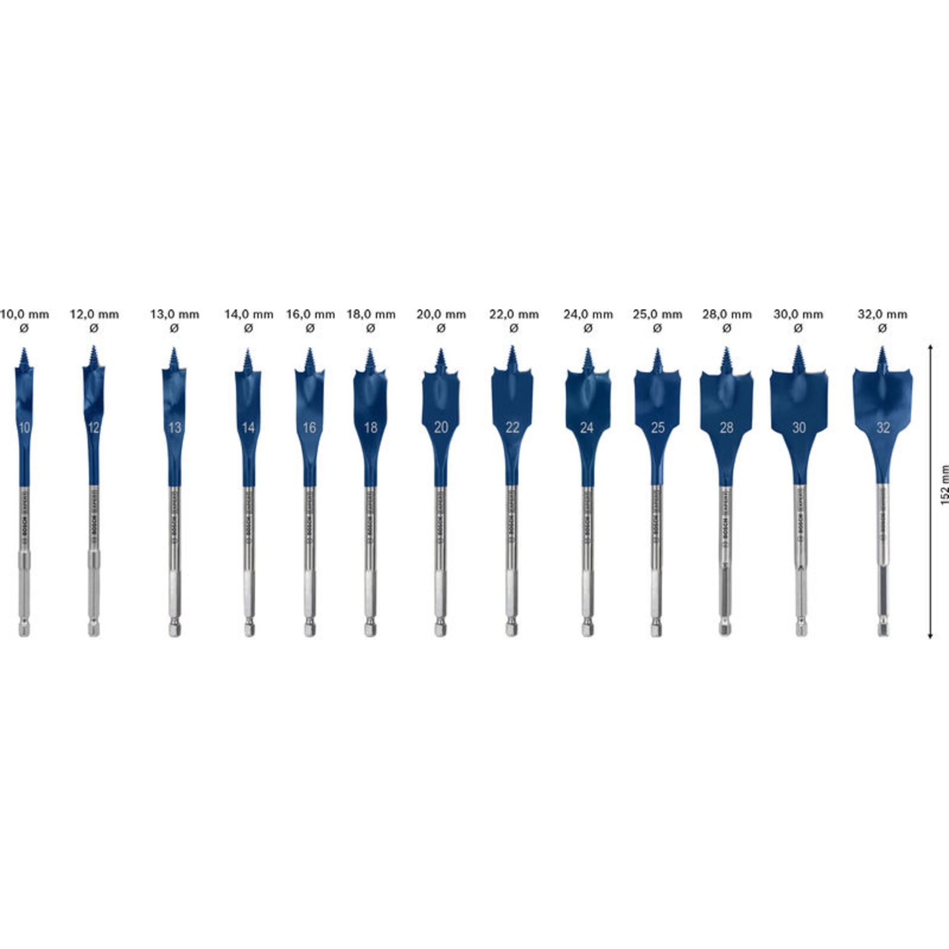 EXPERT Self Cut Speed Flachfräsbohrer-Set, 10-32 mm, 13-tlg.
