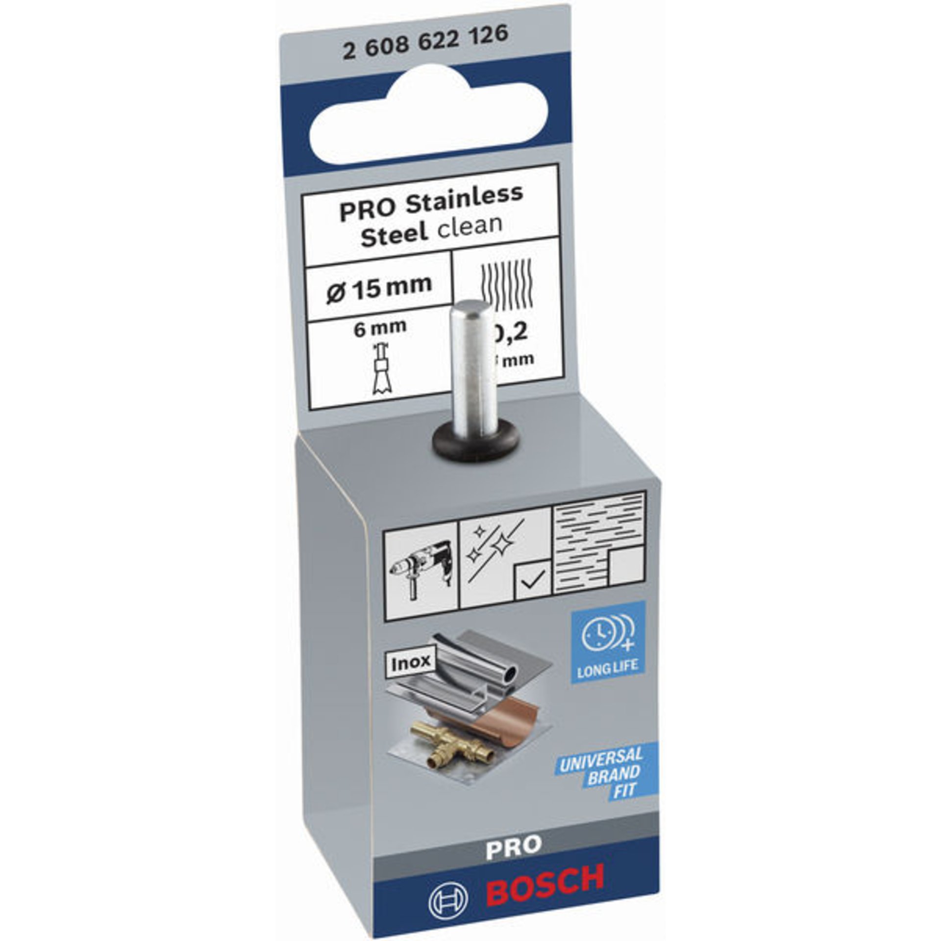 PRO Stainless Steel clean Pinselbürste, gerader Schaft, 15 x 0,2 mm