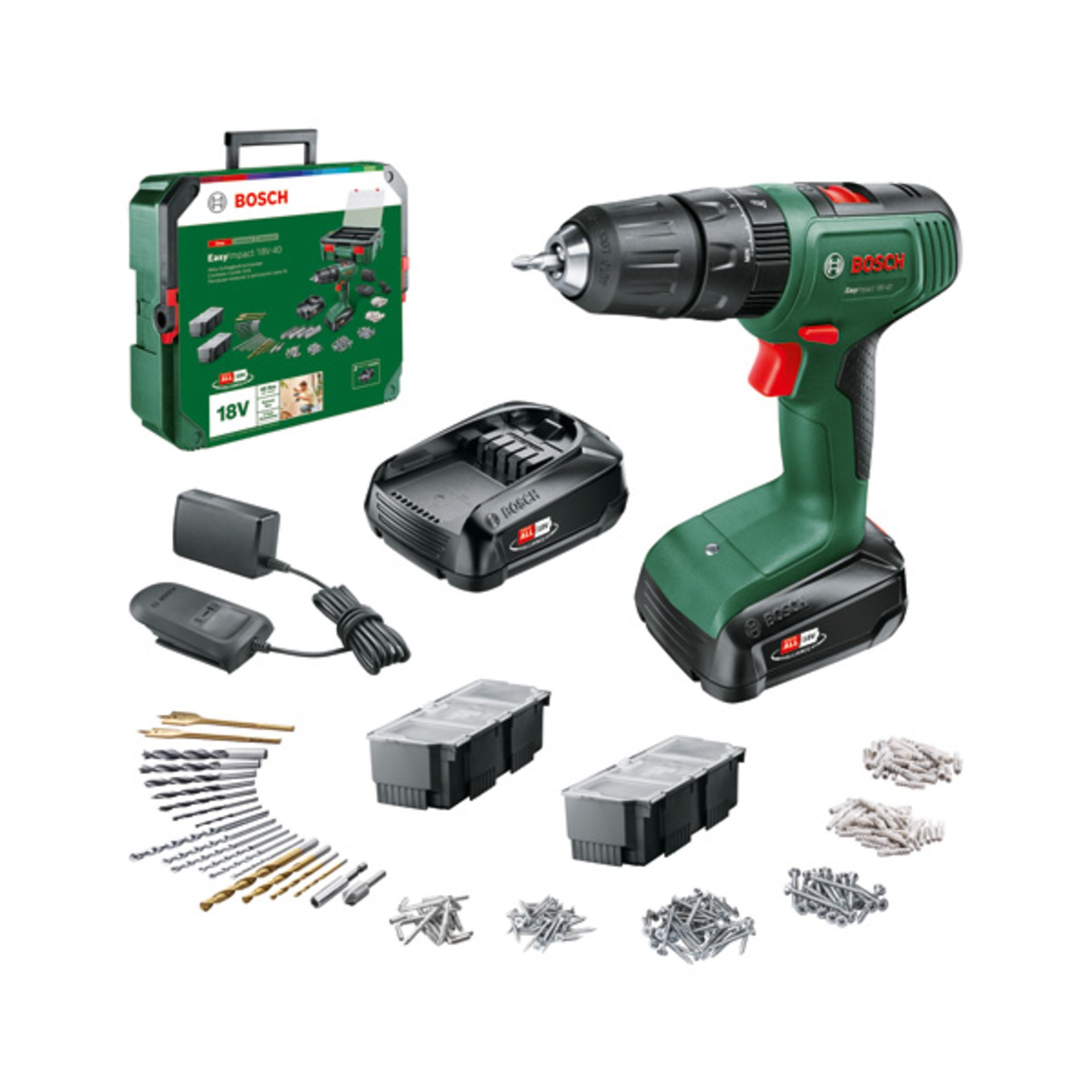 Akku-Schlagbohrmaschine EasyImpact 18V-40 + SystemBox, 2 x Akku PBA 18V 1.5Ah