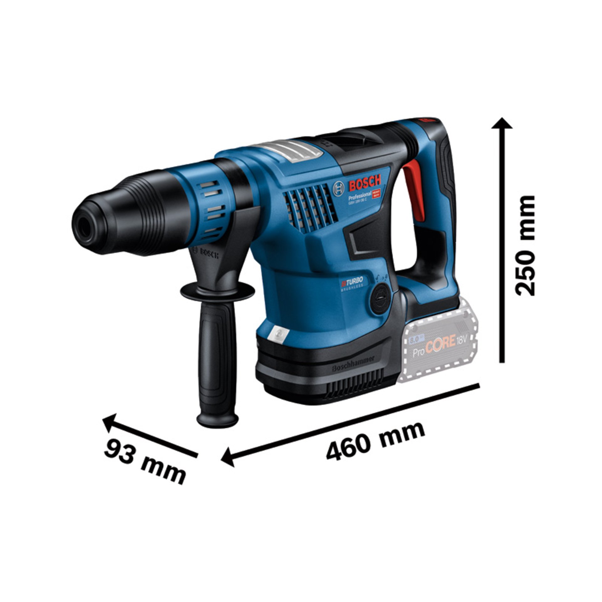Akku-Bohrhammer mit SDS max GBH 18V-36 C, 2x ProCORE18V 5.5Ah, Handwerkerkoffer