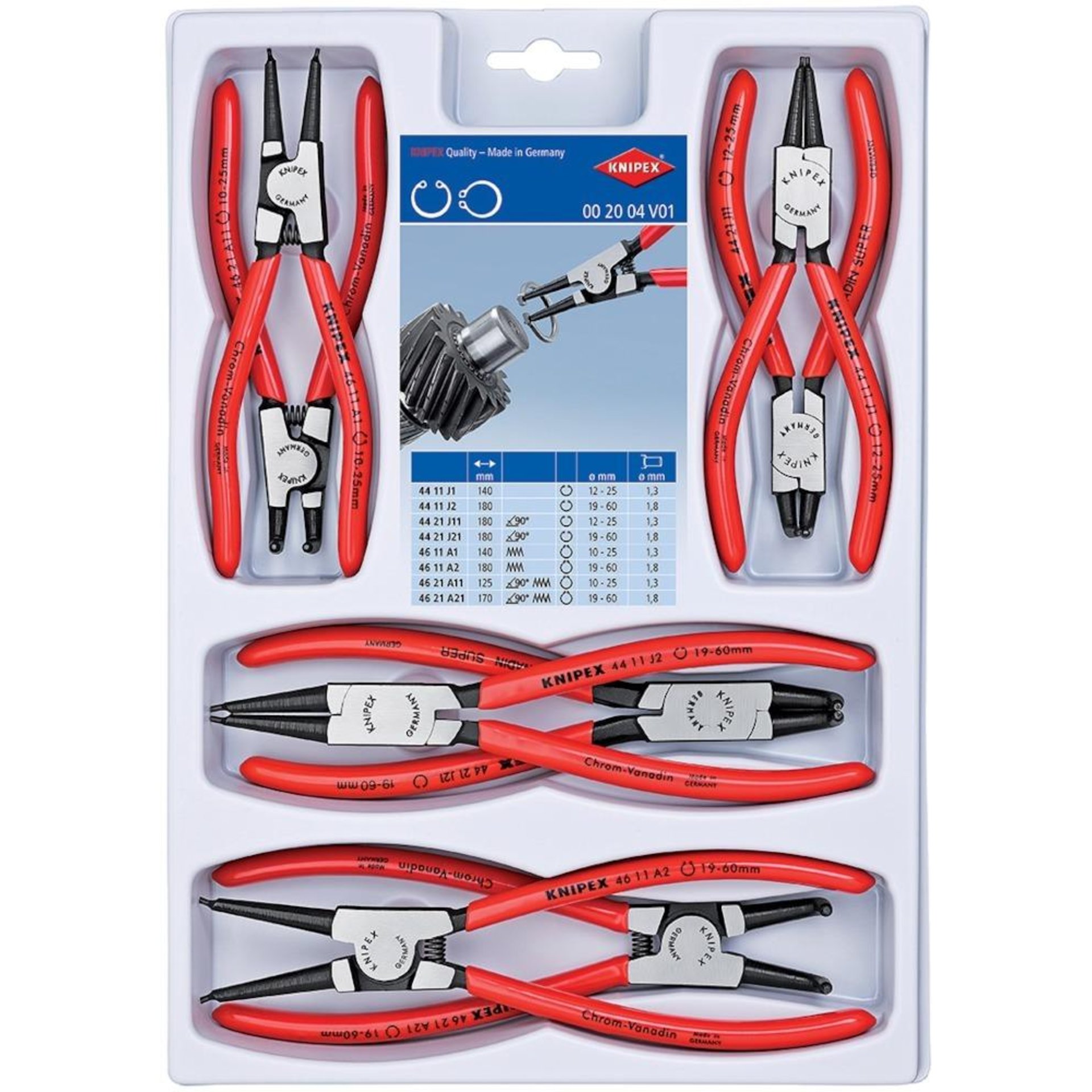 Sicherungsringz.-Set 8tlg. J+A1-21 Knipex