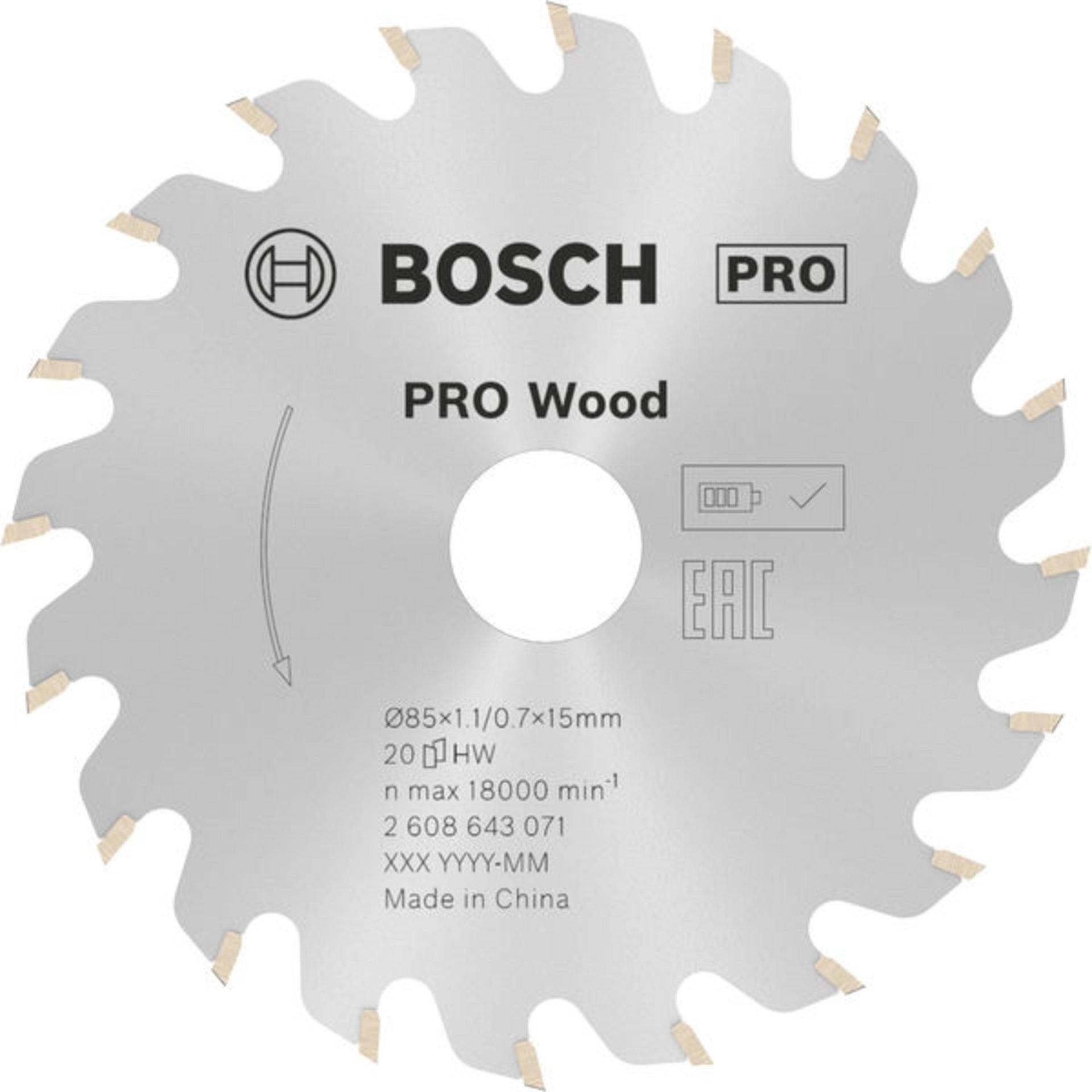 PRO Wood Kreissägeblatt, 85 x 1.1 x 15 mm