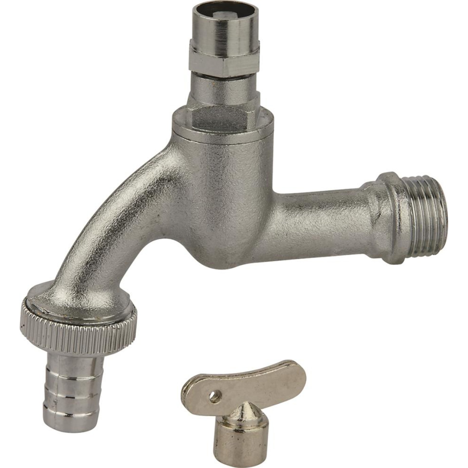 MS Auslaufventil schlüssel, Chrom, 1/2"AG x 3/4"AG x 1/2"T