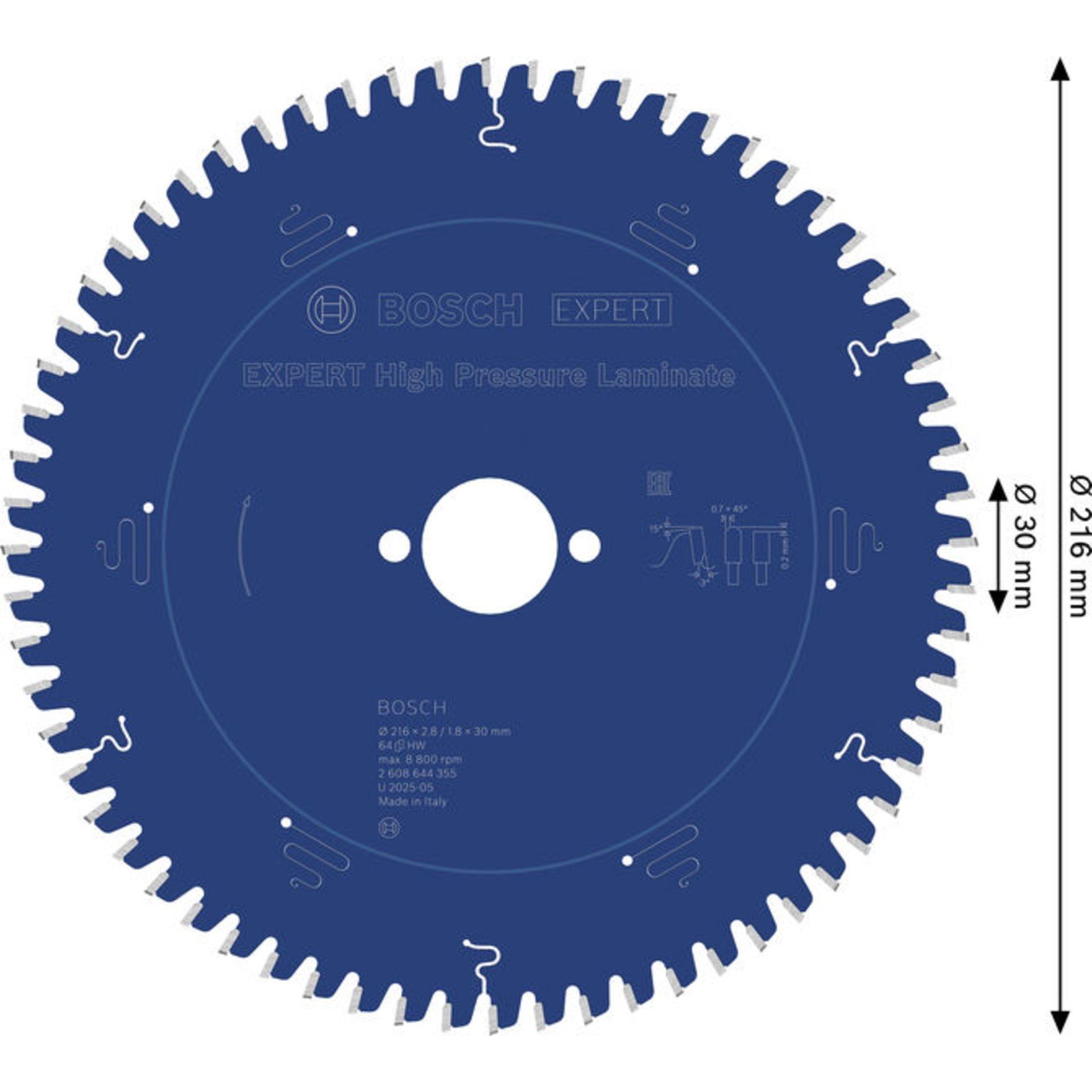 EXPERT High Pressure Laminate Kreissägeblatt, 216x2,8/1,8x30 mm, Z64