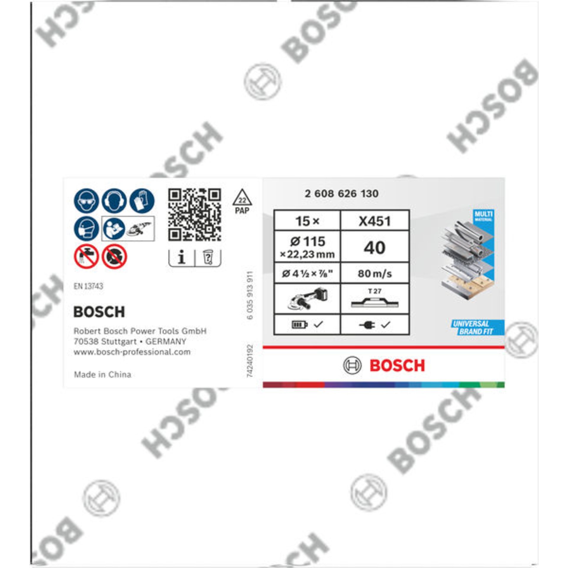 X451 Fächerschleifscheibe, 115 x 22,23 mm, K40, Z27, 15-tlg