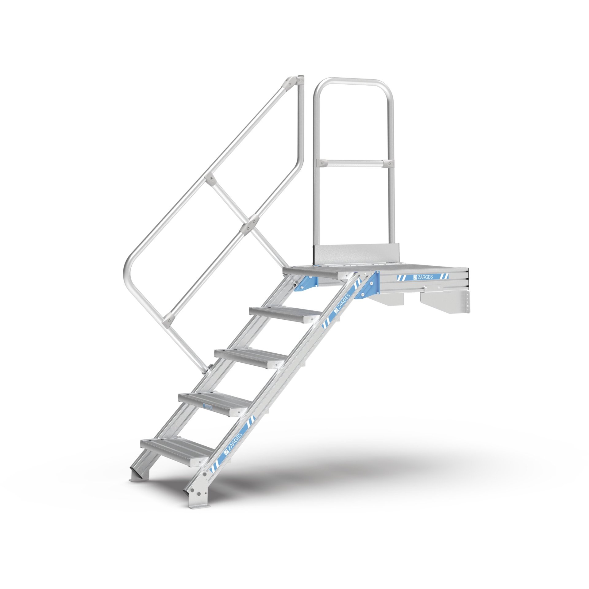 LM-Treppe mit Plattform 45° 11 Stufen, 1000 mm breit, Höhe 2,36 m